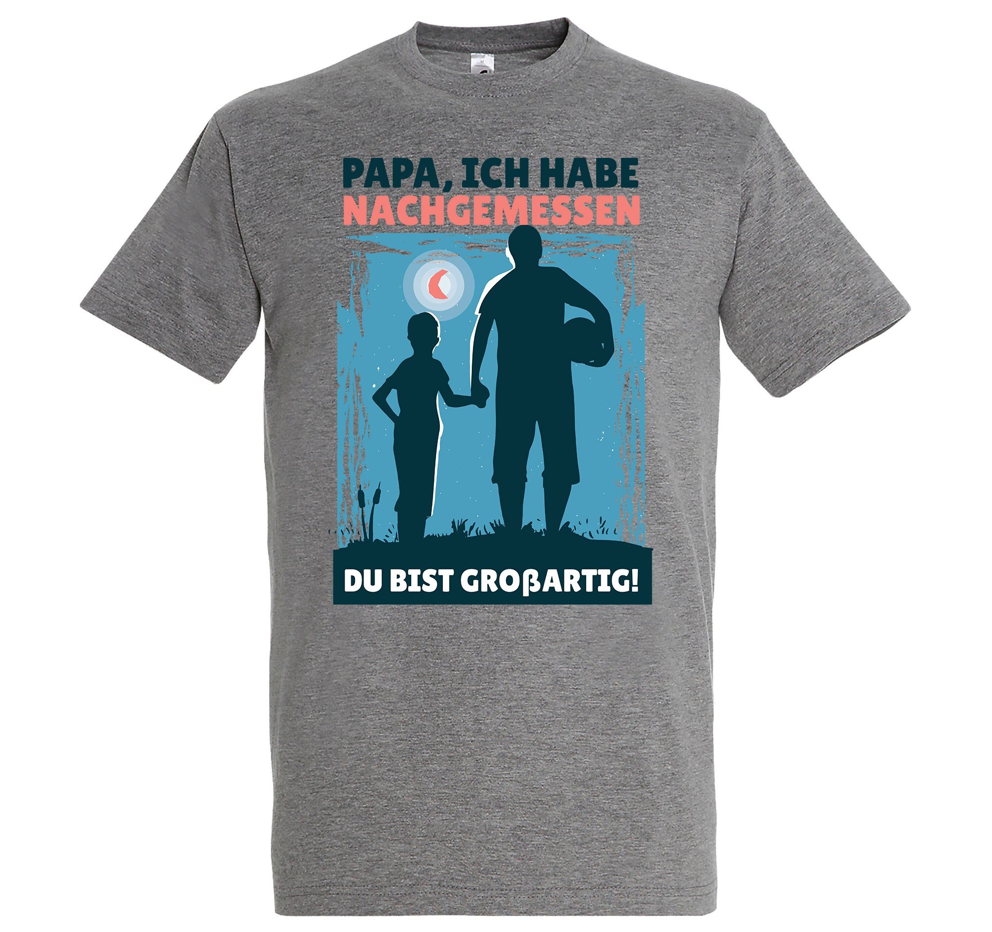 Du Designz Großartig" Shirt Youth mit trenidgem Herren Frontprint Bist "Papa, T-Shirt Grau