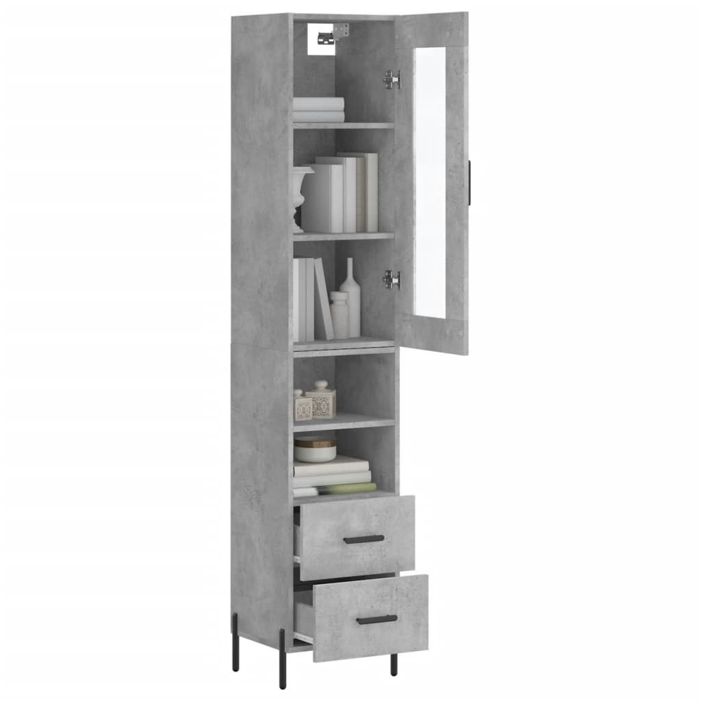 vidaXL Highboard Highboard Betongrau 34,5x34x180 cm Holzwerkstoff (1 St)