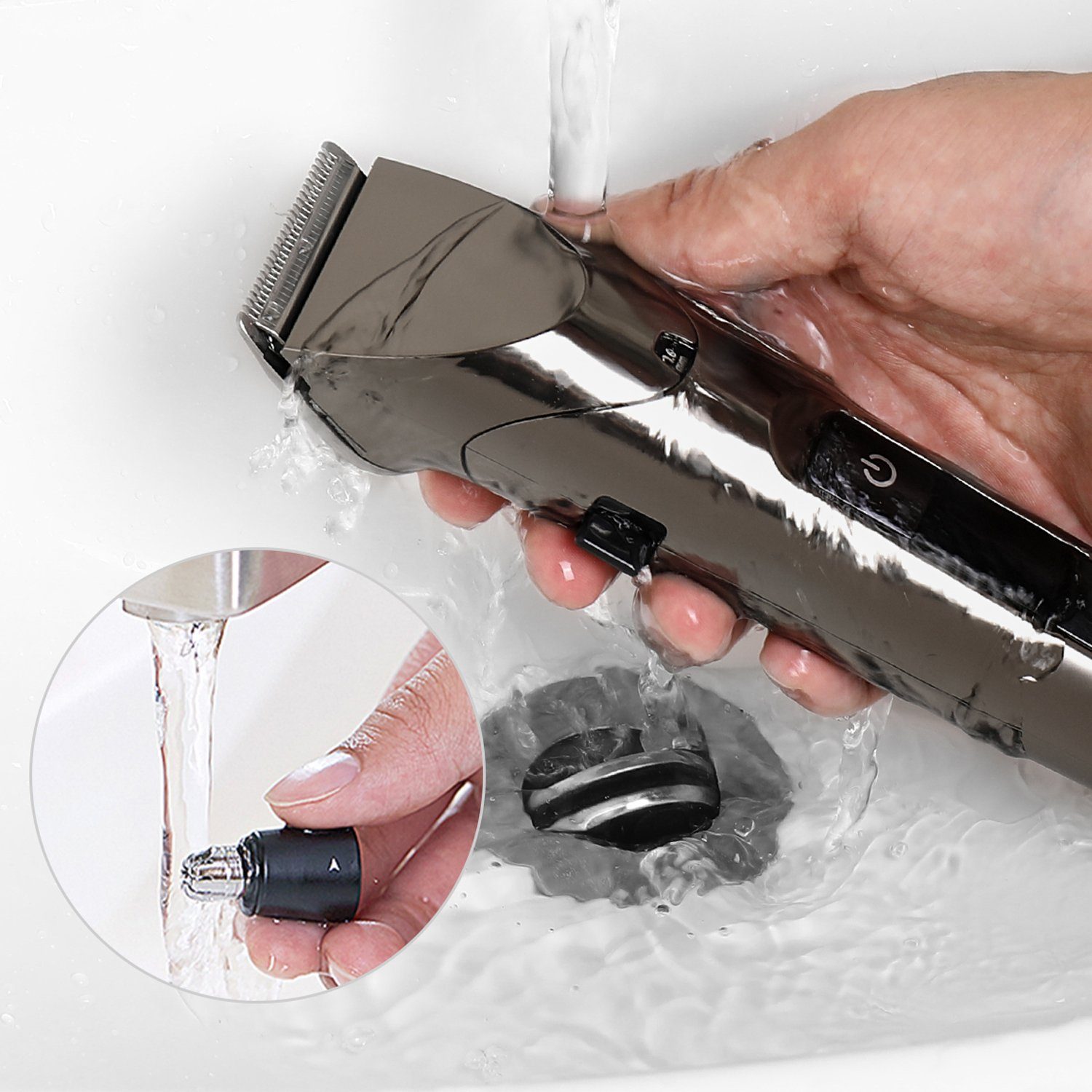 HATTEKER Haarschneider RFC691, Bartschneider Nasenhaartrimmer 2 in 1