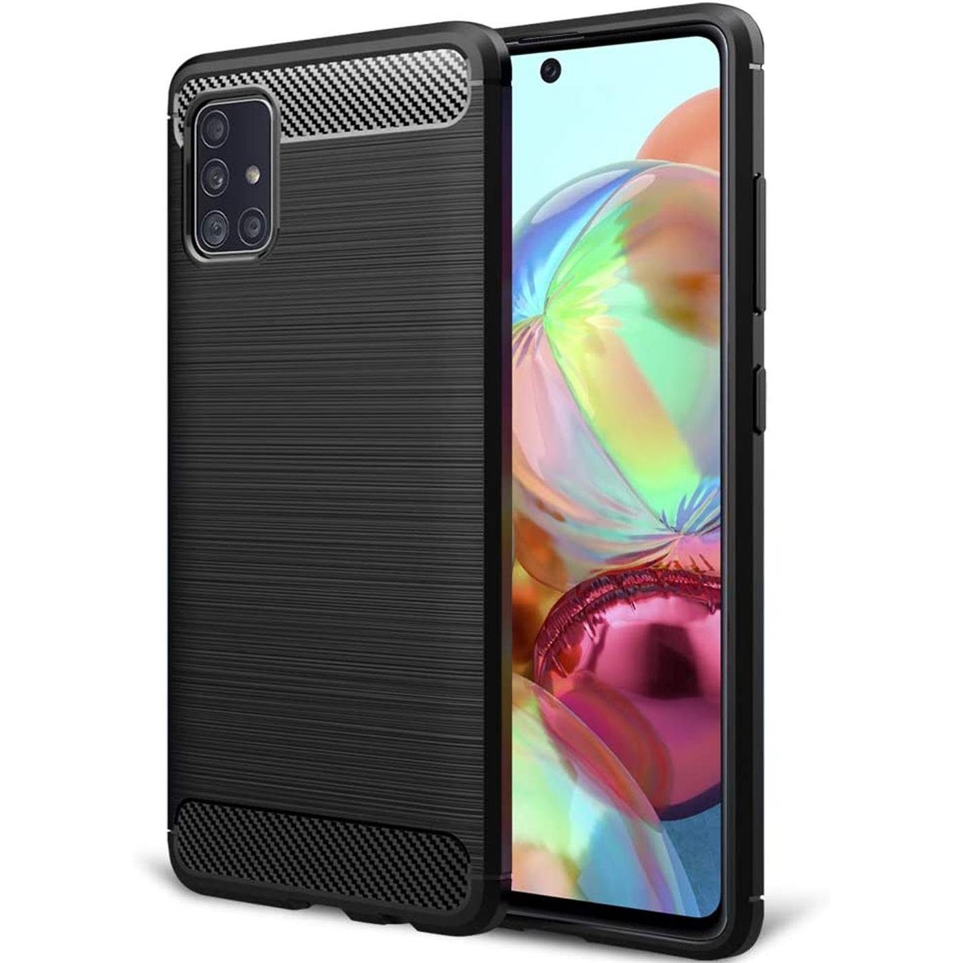 CoolGadget Handyhülle Carbon Handy Hülle für Samsung Galaxy A51 6,5 Zoll, robuste Telefonhülle Case Schutzhülle für Samsung A51 Hülle
