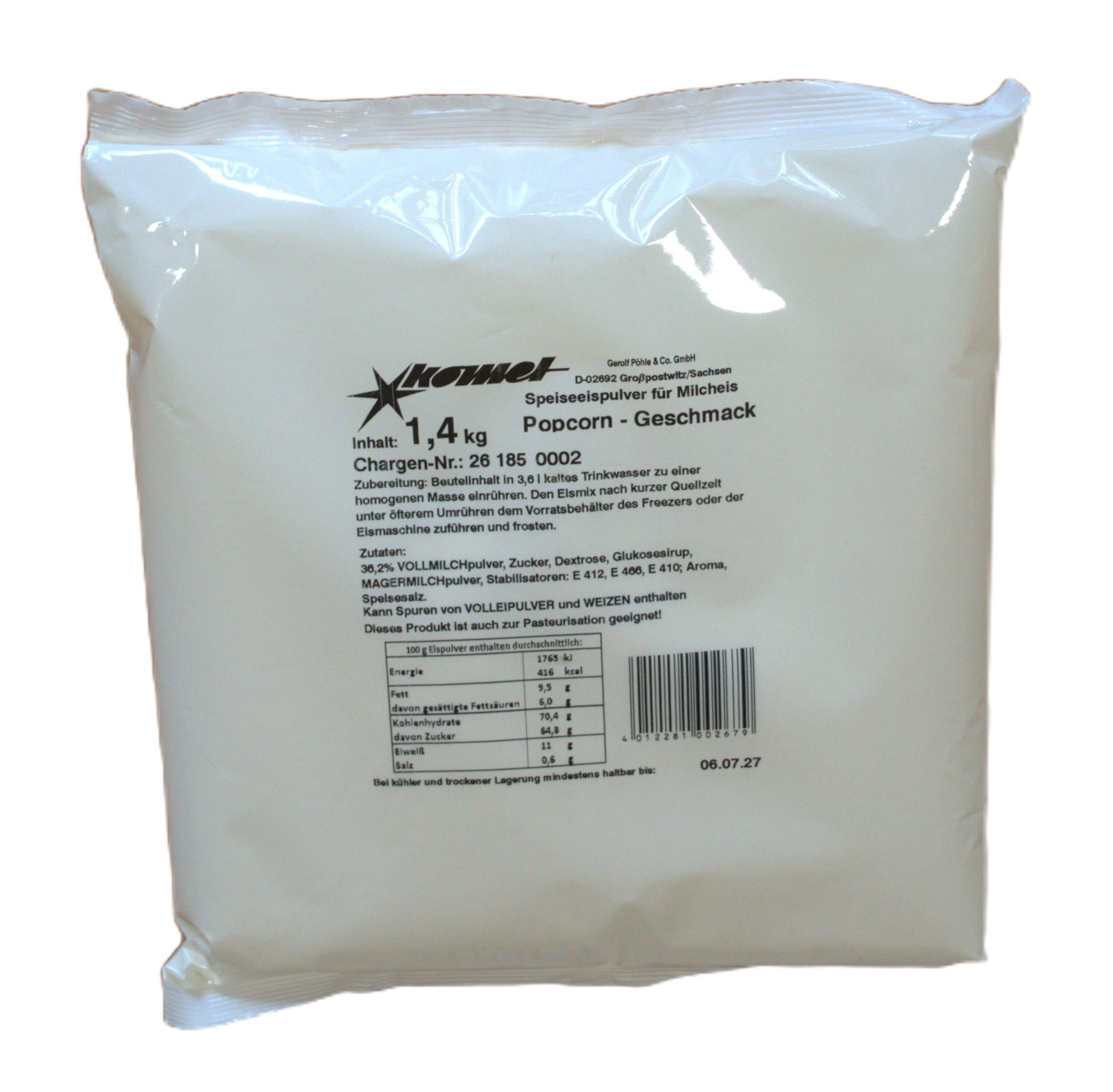 Komet Dessertpulver Popcorn 1,40 kg, 1400 g, Eispulver Softeispulver Speiseeispulver Eismaschine