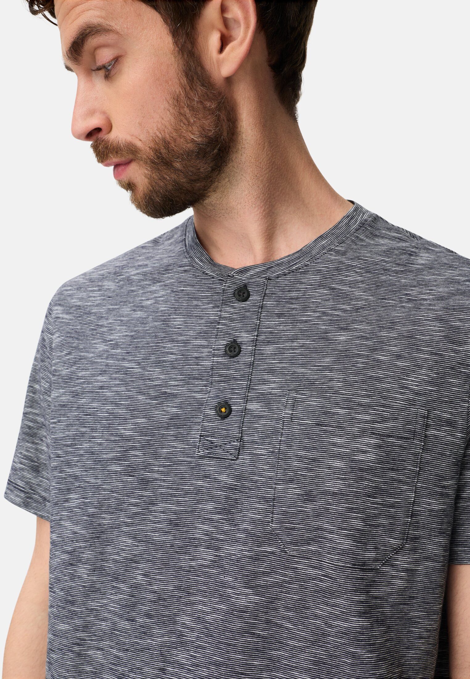 camel active T-Shirt mit Knopfleiste Kurzarm