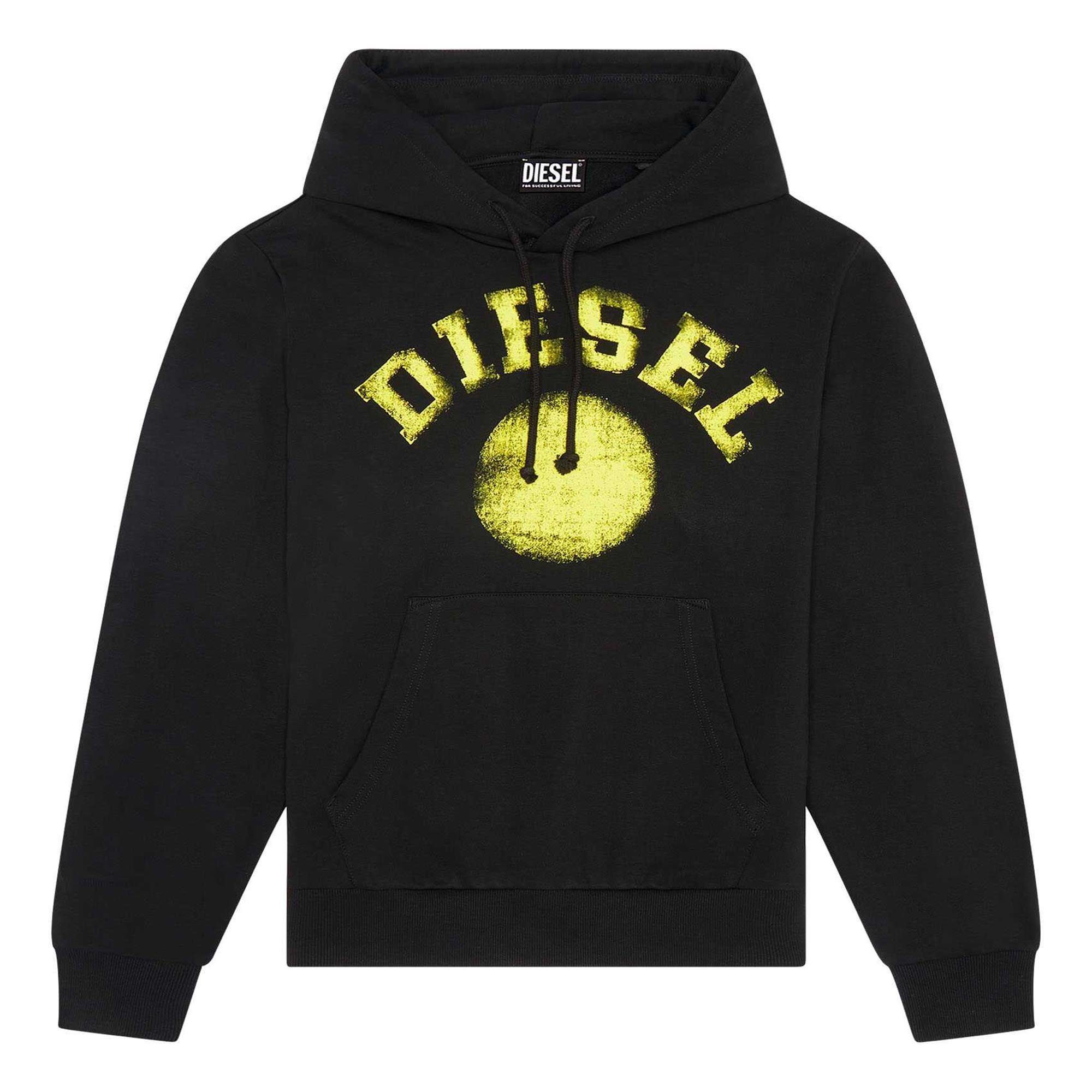 Diesel Sweatshirt Herren Hoodie - S-GINN HOOD-K30, Kapuze, Pullover Schwarz