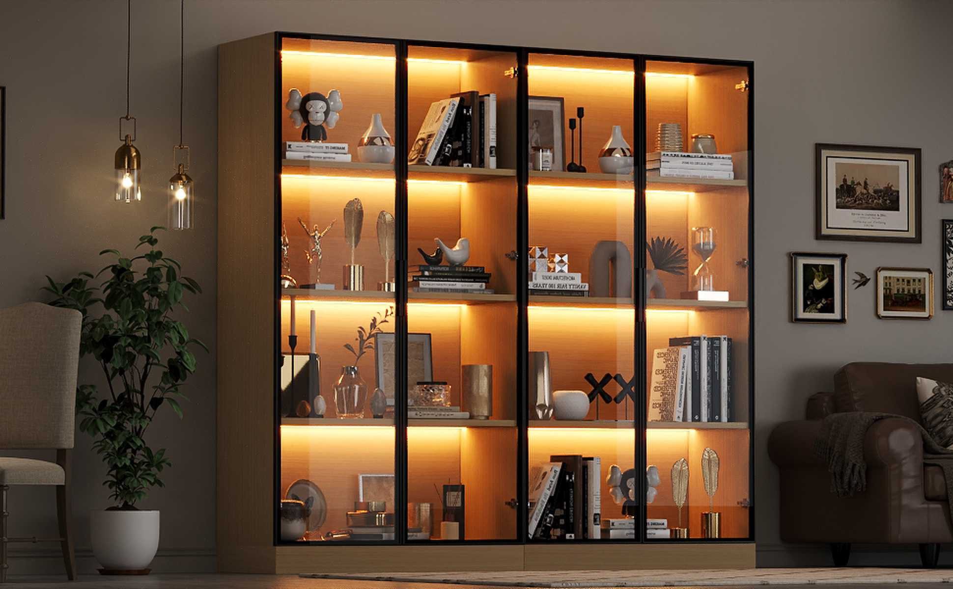 BlingBin Glasvitrine Vitrine (2-St., mit LED-Beleuchtung günstig online kaufen