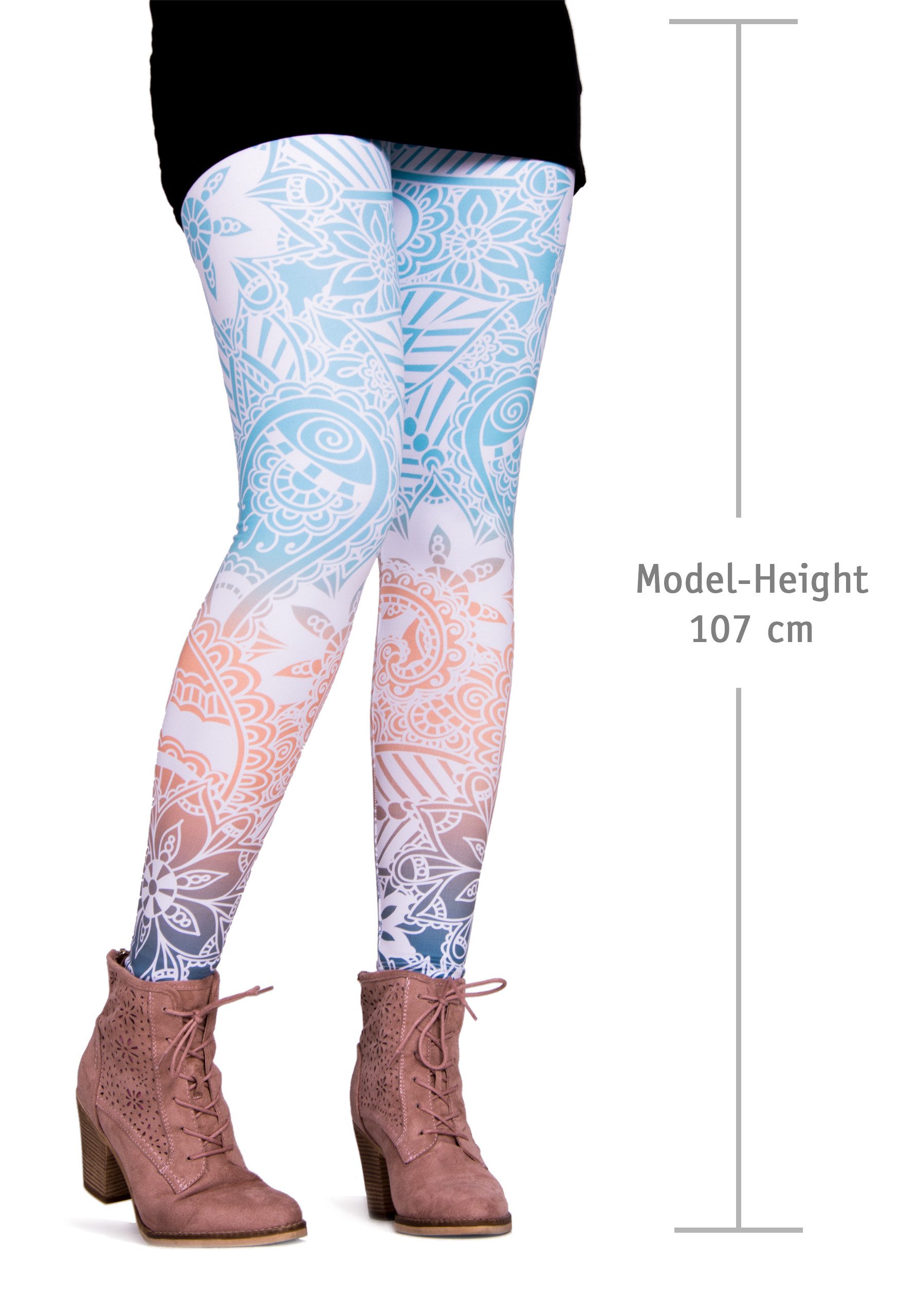 cosey Leggings Mandala Line Leggings (Einheitsgröße XS - L) (farbenfrohes Blumen-Design • figurbetonte Passform • schnelltrocknend, Einzelartikel) Spring Mandala