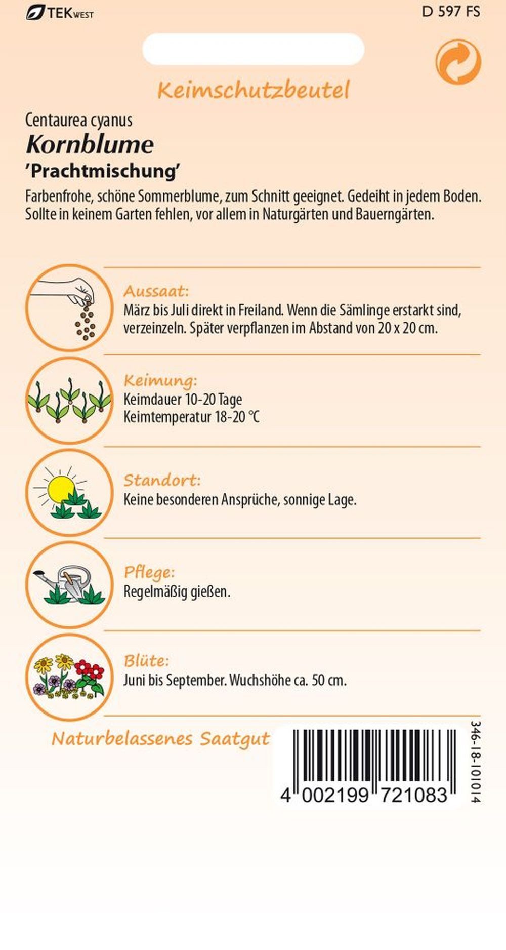 SAMEN PFANN Blumensamen Kornblume, gefüllte Mischung - Saatgut Samen, Centa günstig online kaufen