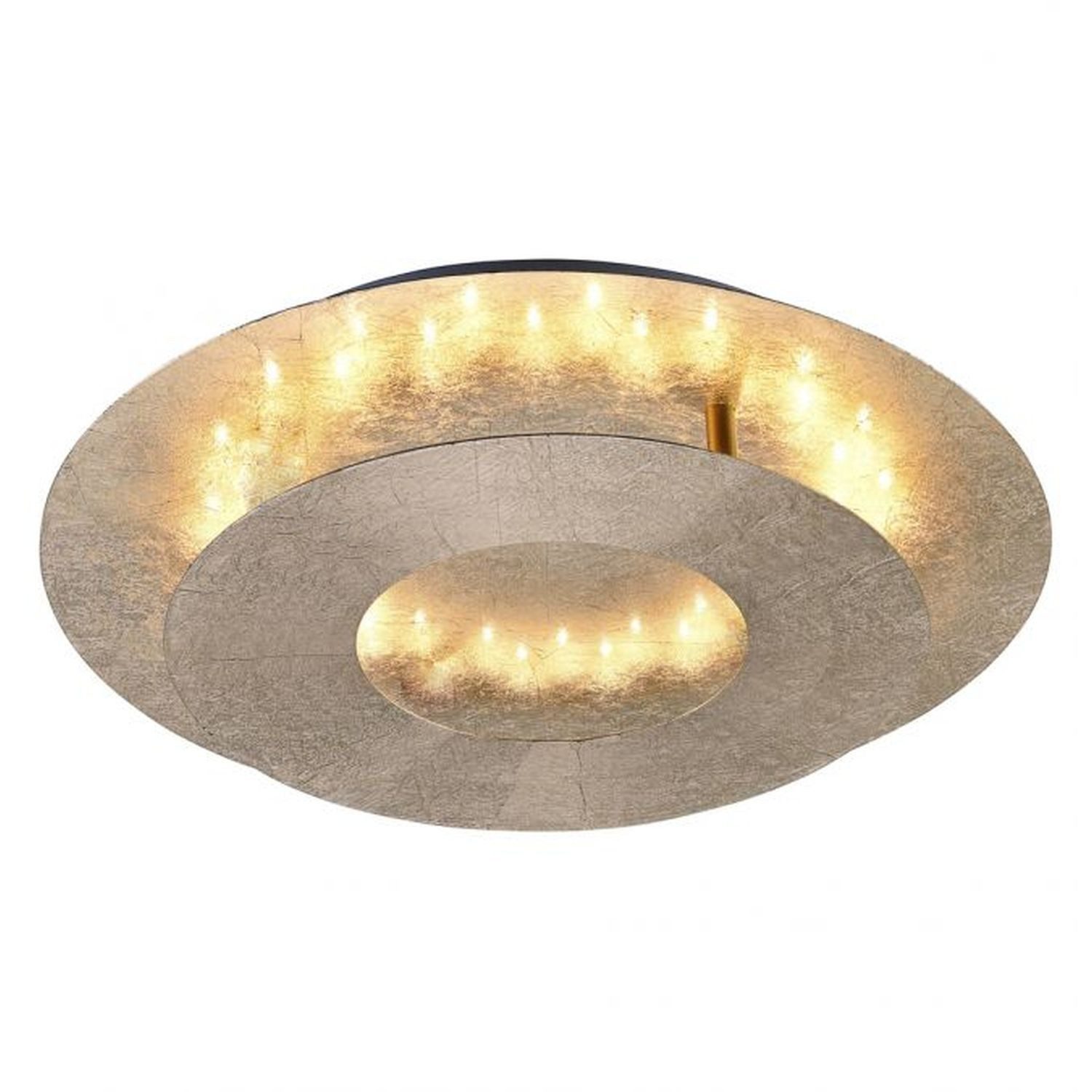 Licht-Erlebnisse Deckenleuchte HINANU, LED fest integriert, Warmweiß, LED Metall 3000 K warmweiß 760 lm in Blattgold rund Retro Design