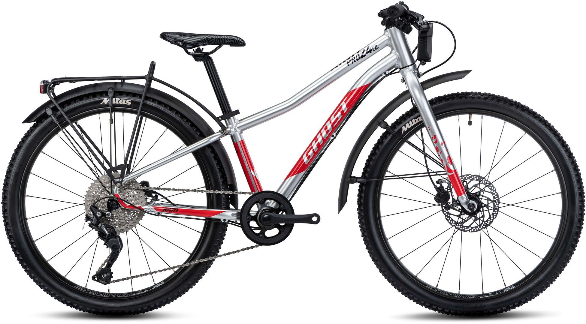 Ghost Trekkingrad Kato 24 Pro EQ, 10 Gang Shimano Deore RD-M600 Schaltwerk, Kettenschaltung, für Damen und Herren, Kettenschaltung