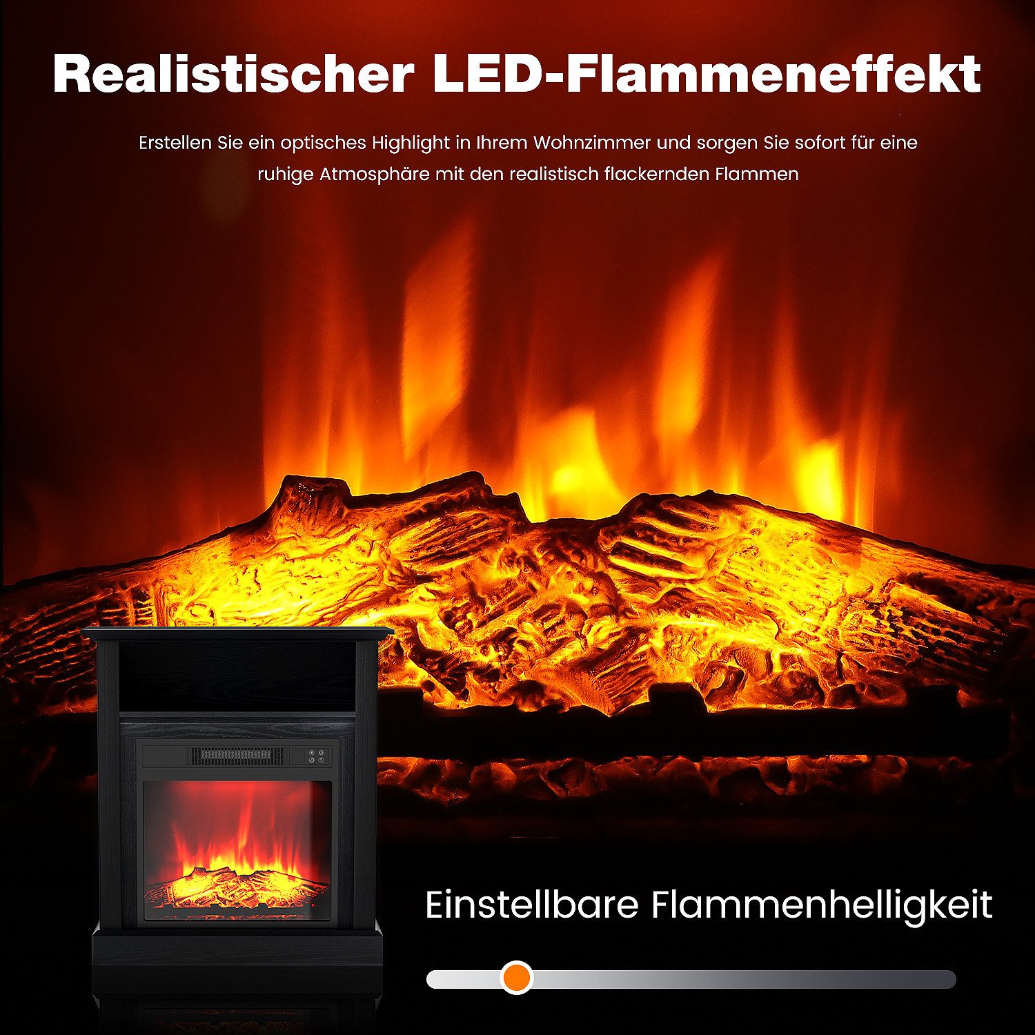 oyajia Elektrokamin Elektrokamin Standkamin mit zusätzlichem Fach 3D-Flamme günstig online kaufen