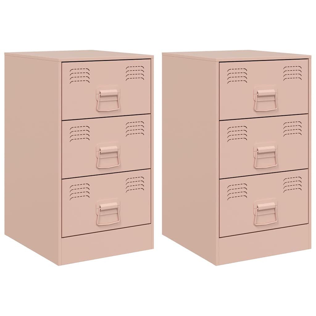 Nachttisch Nachttische 2 Stk. Rosa 34,5x39x62 cm Stahl