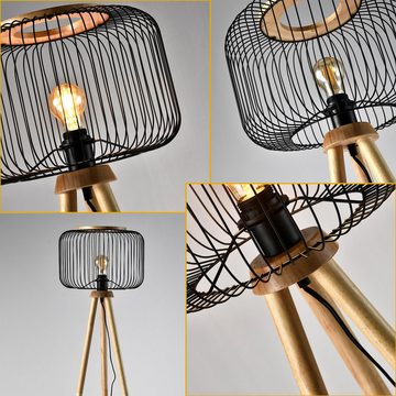 LQWELL Stehlampe 1 Flammig Modern Standleuchten, ohne Leuchtmittel, ‎Art Deco Holz Dreibein Bodenleuchte H140CM, für Restaurants, Wohnzimmer, Schlafzimmer, Büros, Cafés