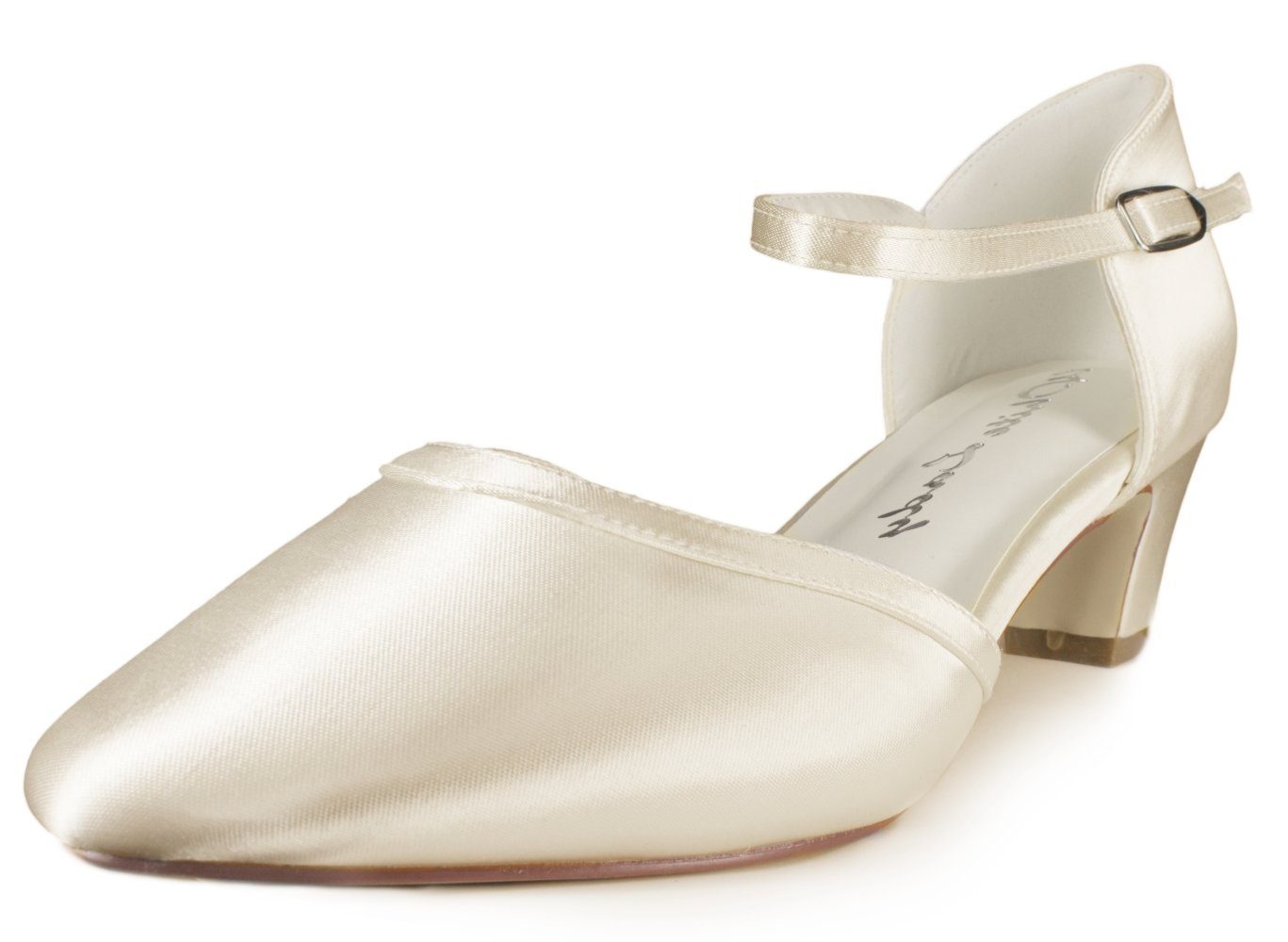White Lady 754 ivory Satin - weite Brautschuhe Slingpumps