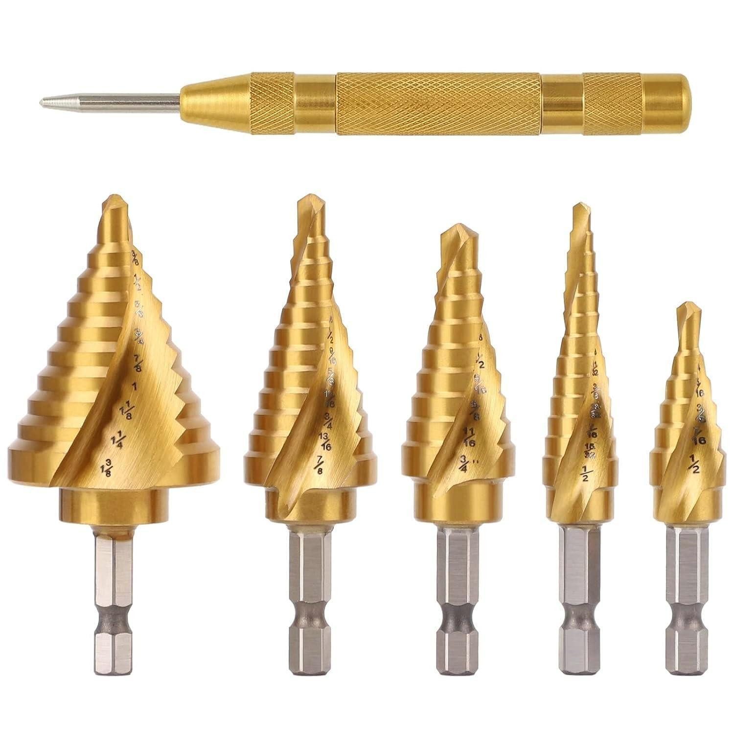 LuxusKollektion Stufenbohrer Stufenbohrer Set HSS Titanium 50 Größen Metall Alu Holz 5
