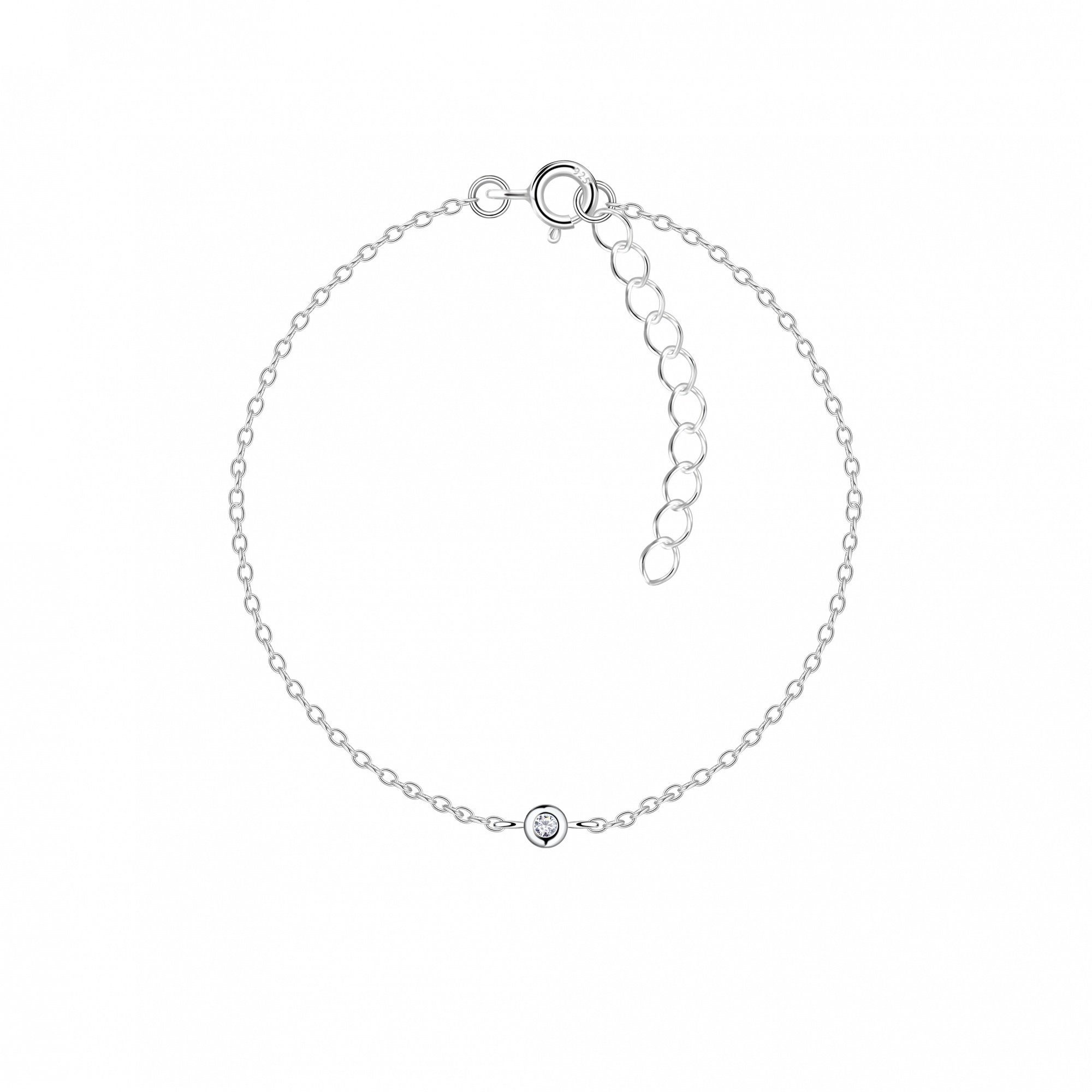 ALEXANDER YORK Silberarmband SOLITÄR weiß, 925 Sterling Silber