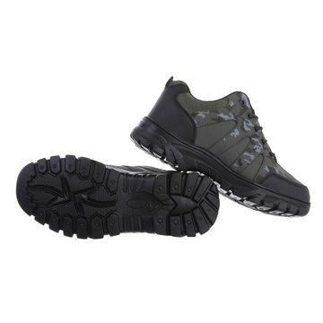 Ital-Design Herren Schnürschuhe Freizeit Wanderschuh Flach Freizeitschuhe in Grau