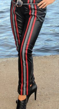 Be Noble Lederhose Aspen Leicht ausgestellte Lederhose mit rot grauen Streifen