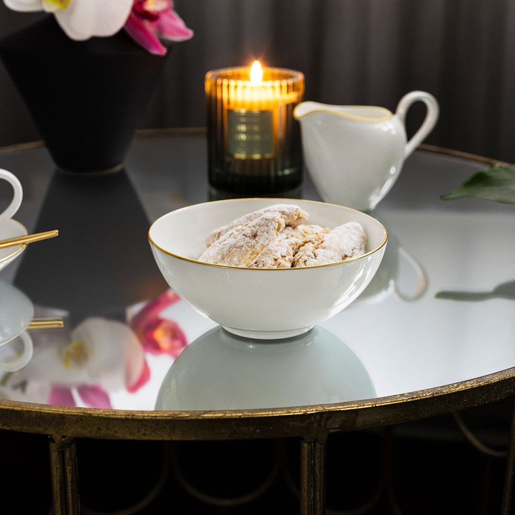 Villeroy & Boch Dessertschale Anmut Dessertschale, Porzellan, (1-tlg), Premium Bone Porcelain, spülmaschinenfest, Made in Germany