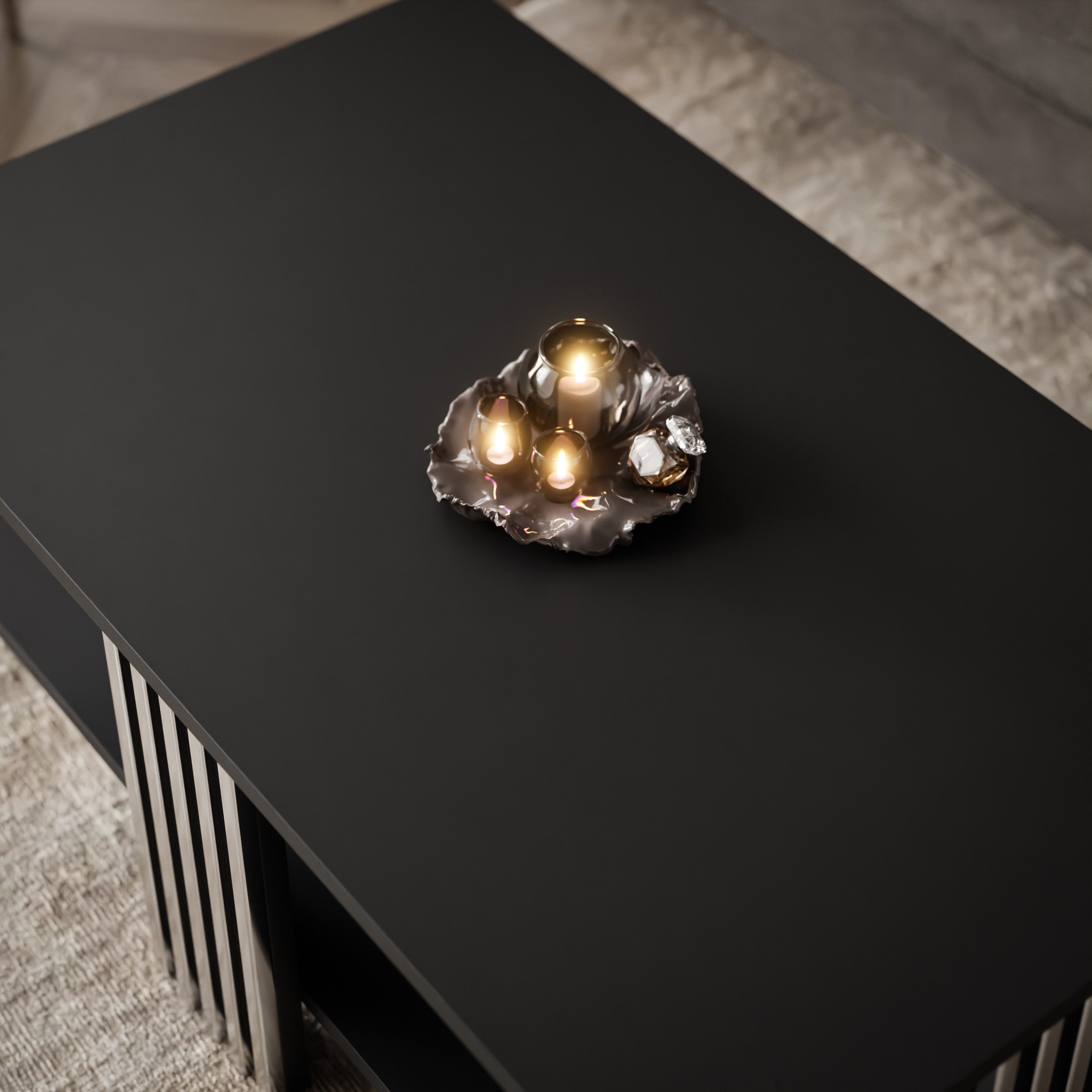 Lookway Couchtisch SAPHIRA SILVER mit Ablage