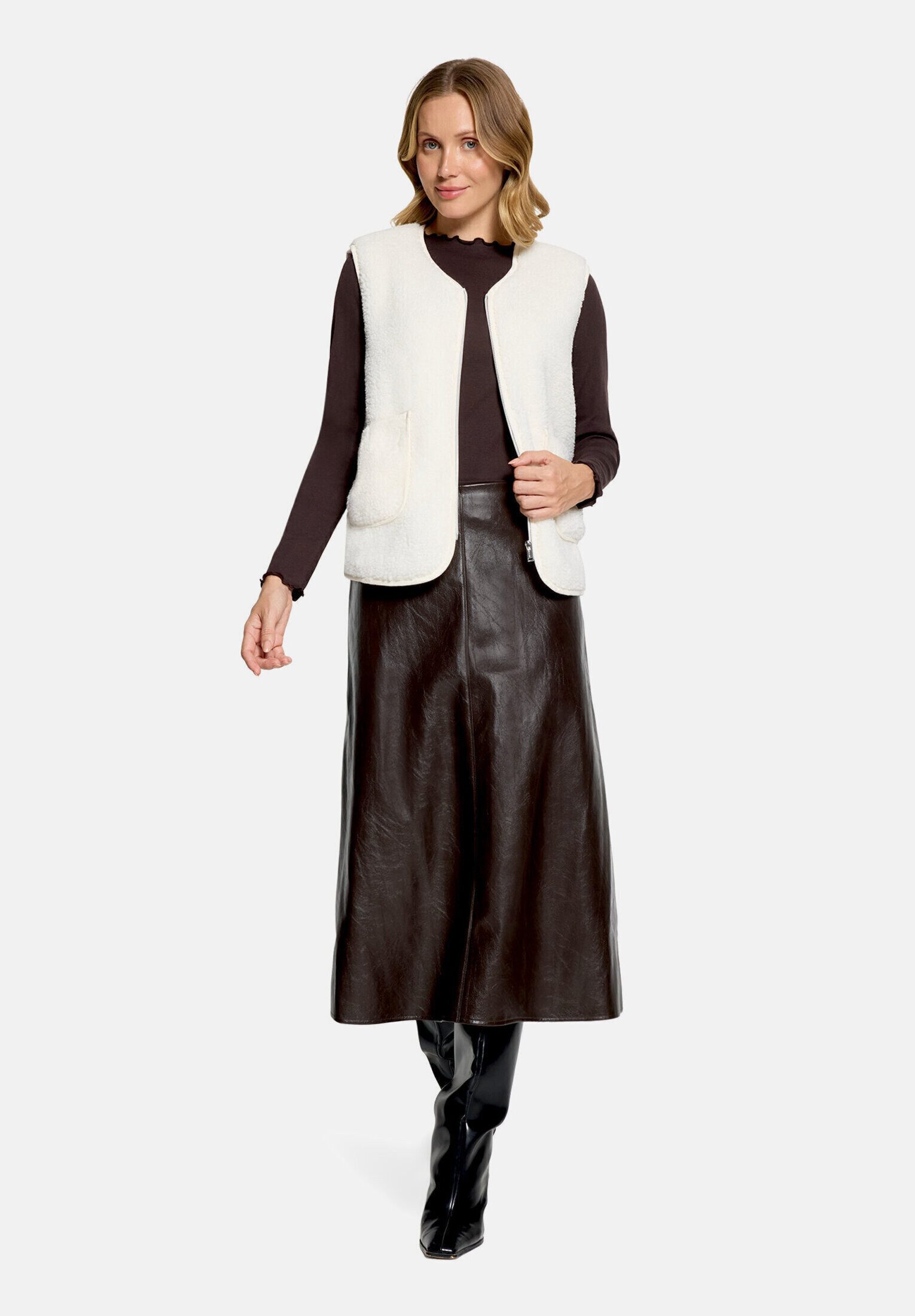 Cartoon Fellweste Damen mit aufgesetzten Taschen