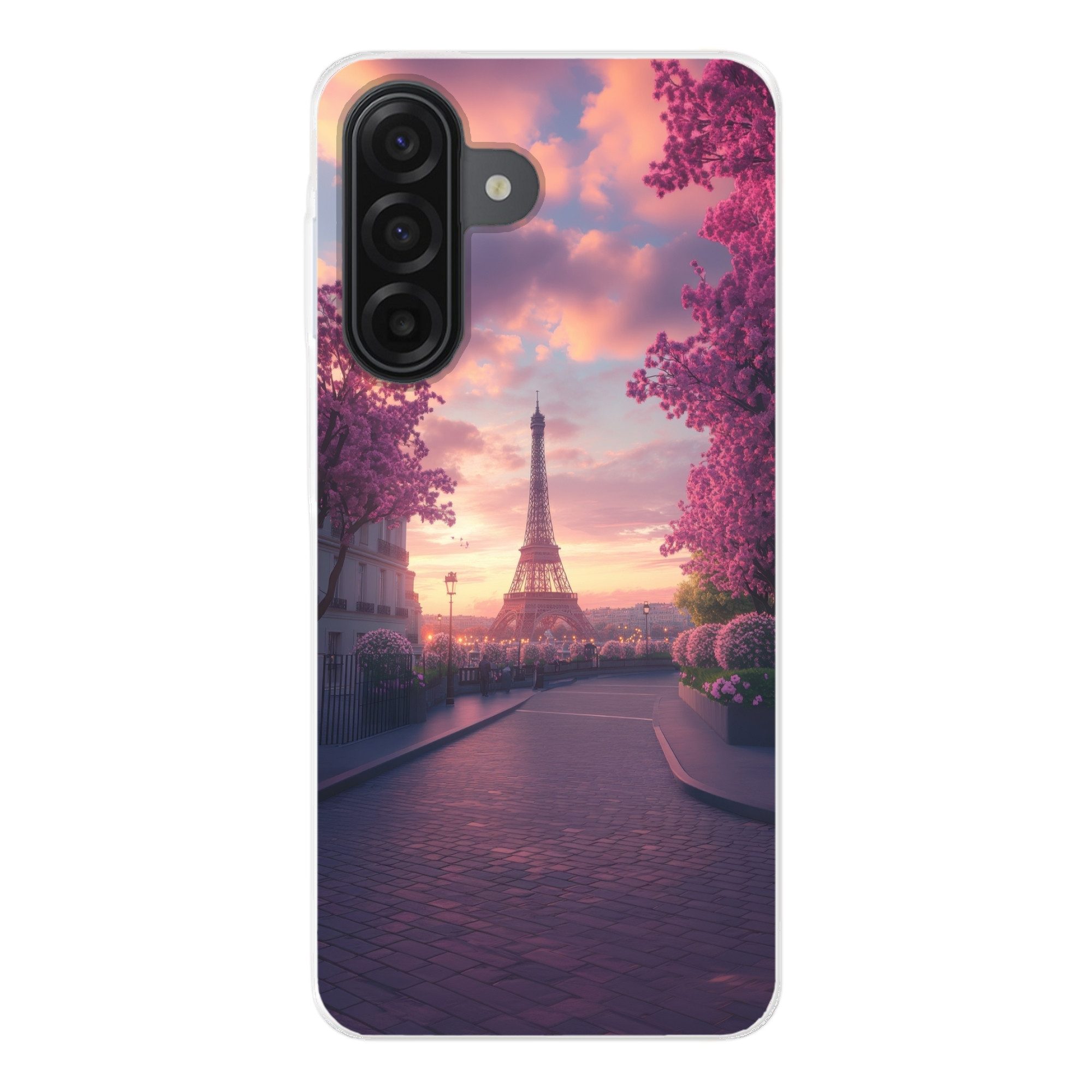 MuchoWow Handyhülle für Samsung Galaxy A17 Eiffelturm - Paris - Rosa, Smartphone-Bumper, Print, Handy Schutzhülle Dünn