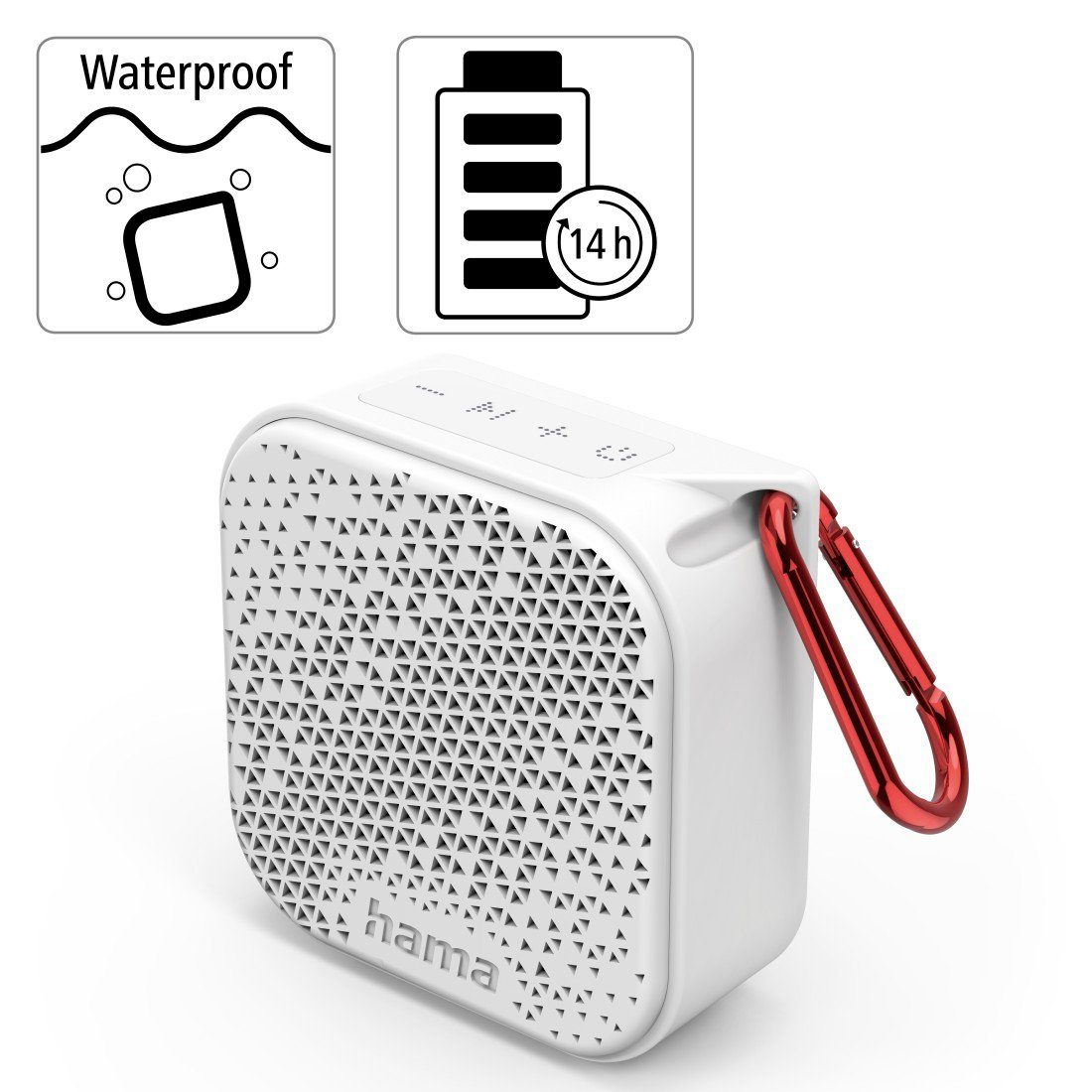 (wasserdicht Mini-Bluetooth-Lautsprecher W) 3,5W, Karabiner) IP67, weiß (3,5 mobil, Hama Bluetooth-Lautsprecher