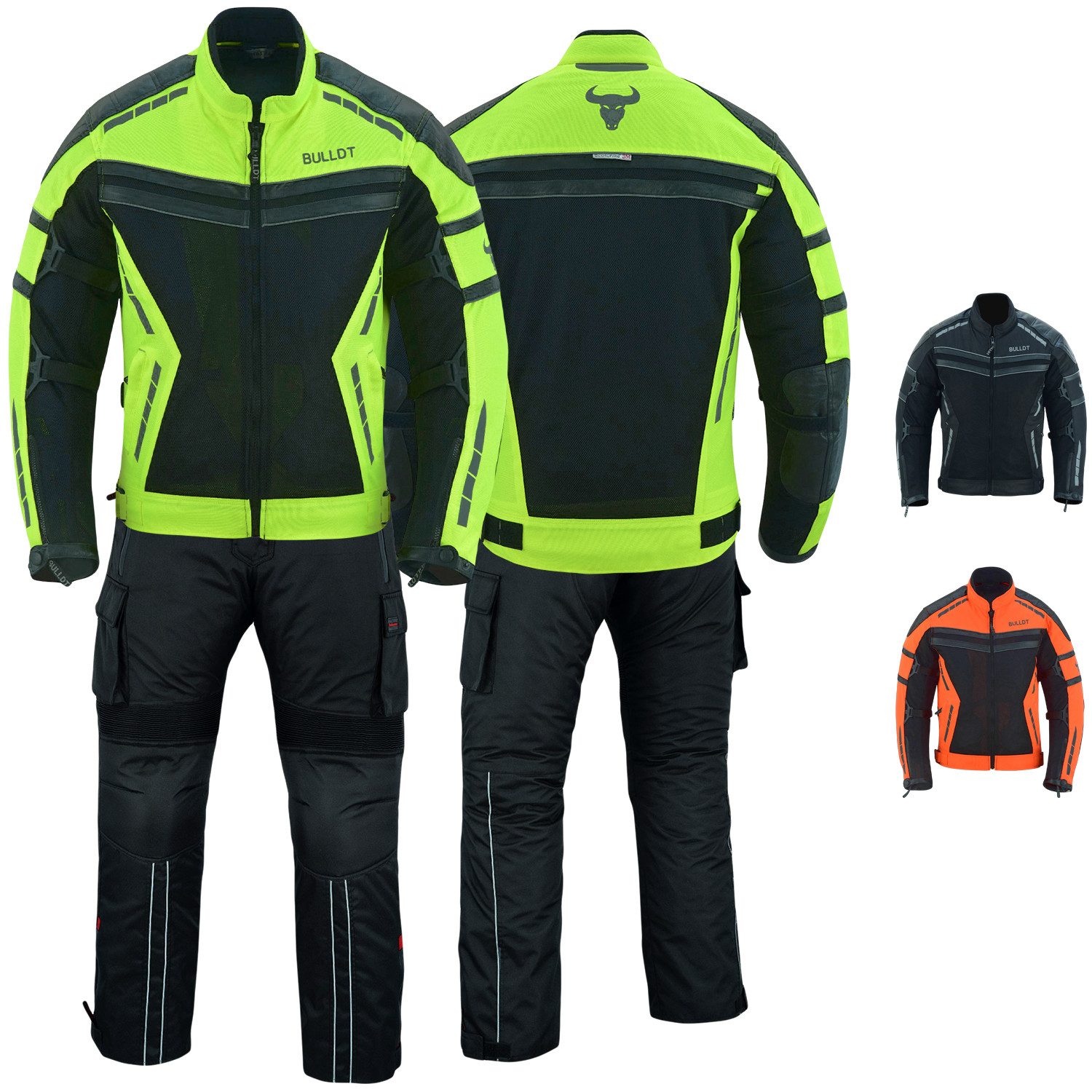 BULLDT Motorradkombi BLD323K (Set, 2-tlg., mit CE-Protektoren, Motorradjacke & Motorradhose) Herren Motorradkombi Tech-Mesh biker kombi mit Protektoren