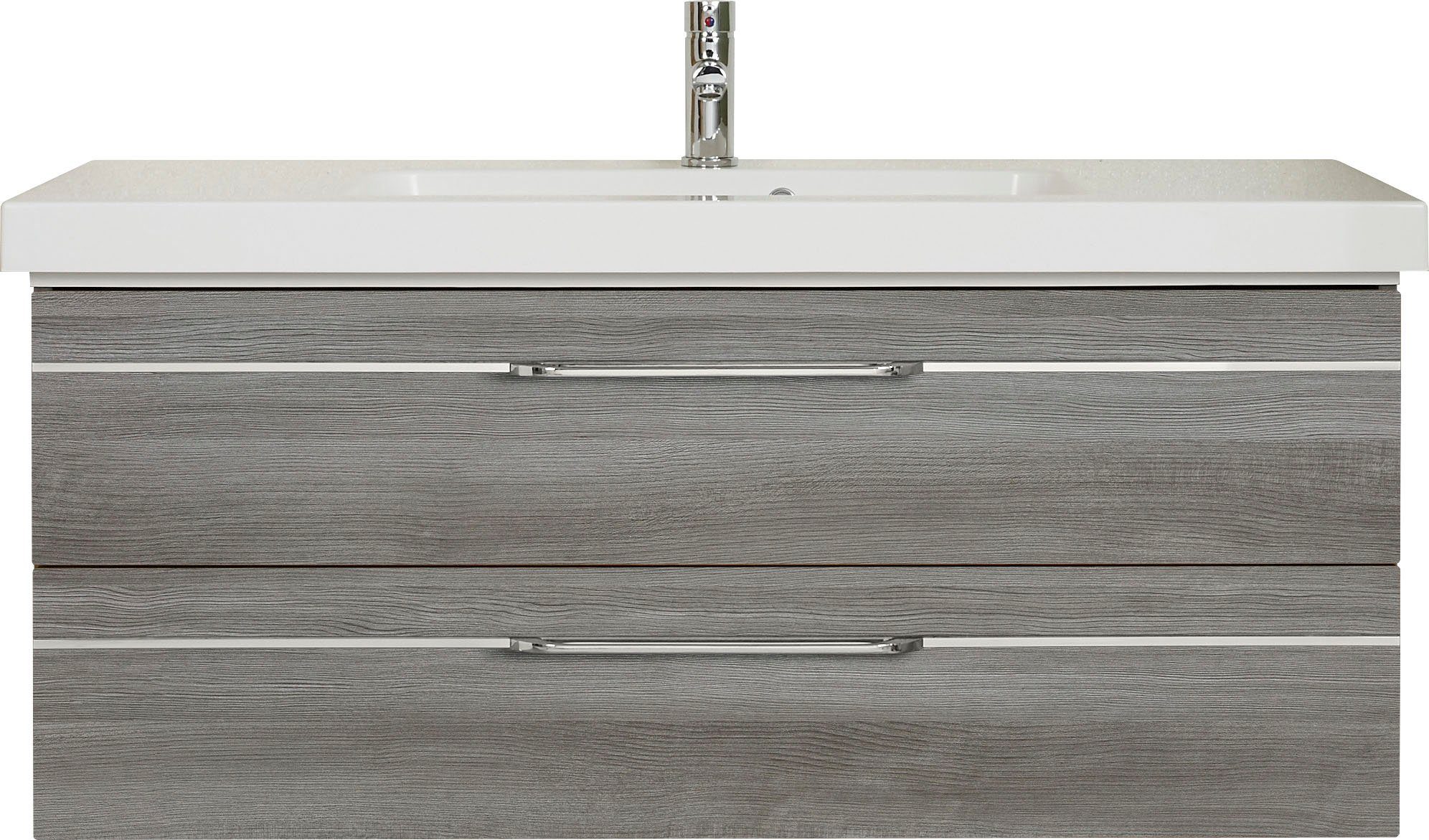 Saphir Badmöbel-Set Balto Sprint Waschplatz mit Mineralmarmor-Waschtisch, 123 cm breit, (1-St), Waschtisch und Unterschrank, inkl. Türdämpfer, mit 2 Schubladen