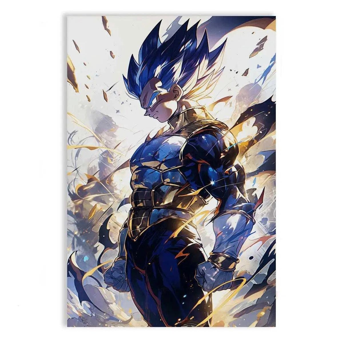 SimpleCanvas Wandbild Vegeta Rage - Dragon Ball - Anime Leinwandbild, Wandbild Vegeta Blau/Gold - Dragonball