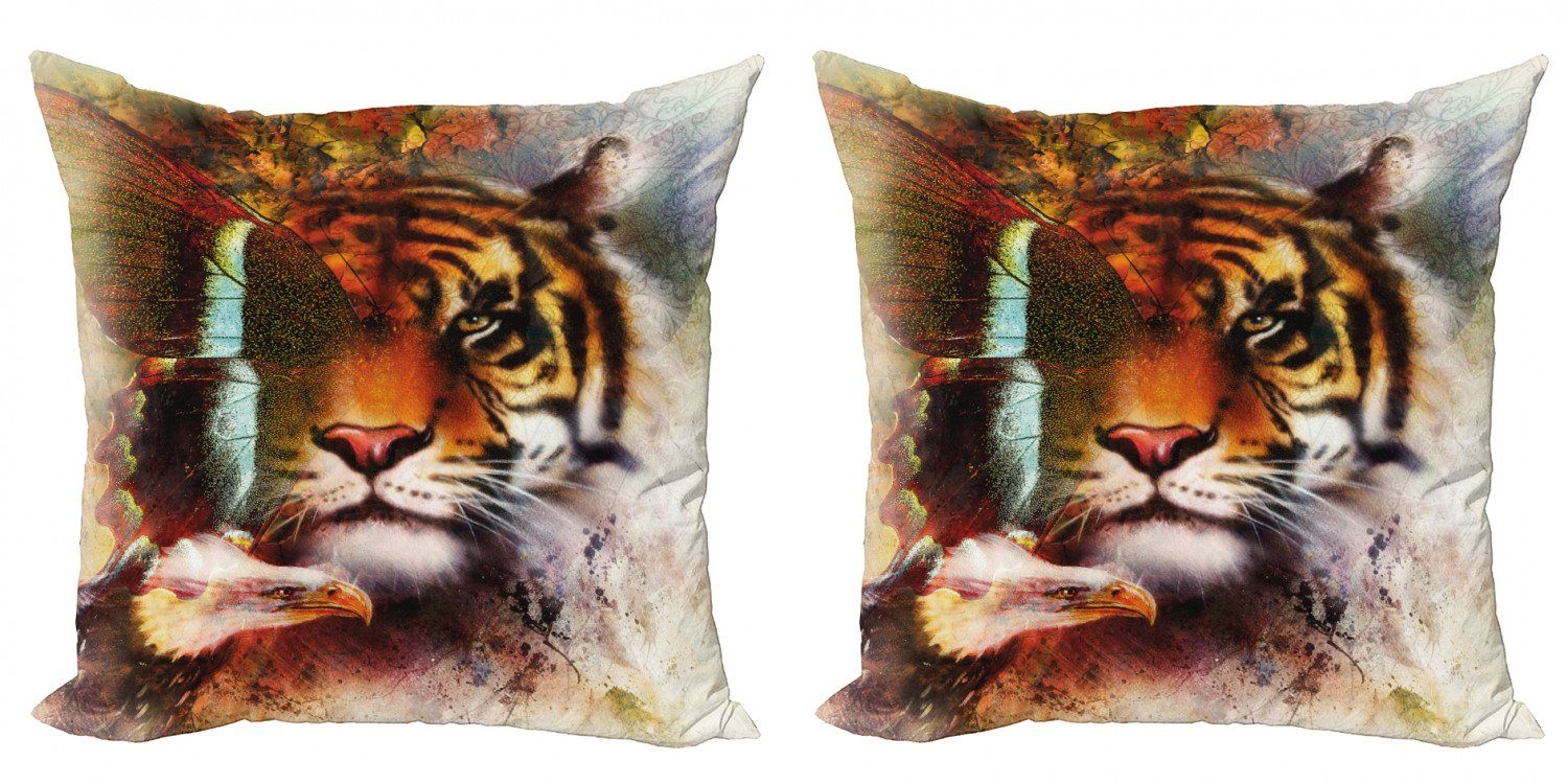 Kissenbezüge Modern Tiger Abakuhaus (2 Natur, Wilde Accent Doppelseitiger Digitaldruck, Stück)