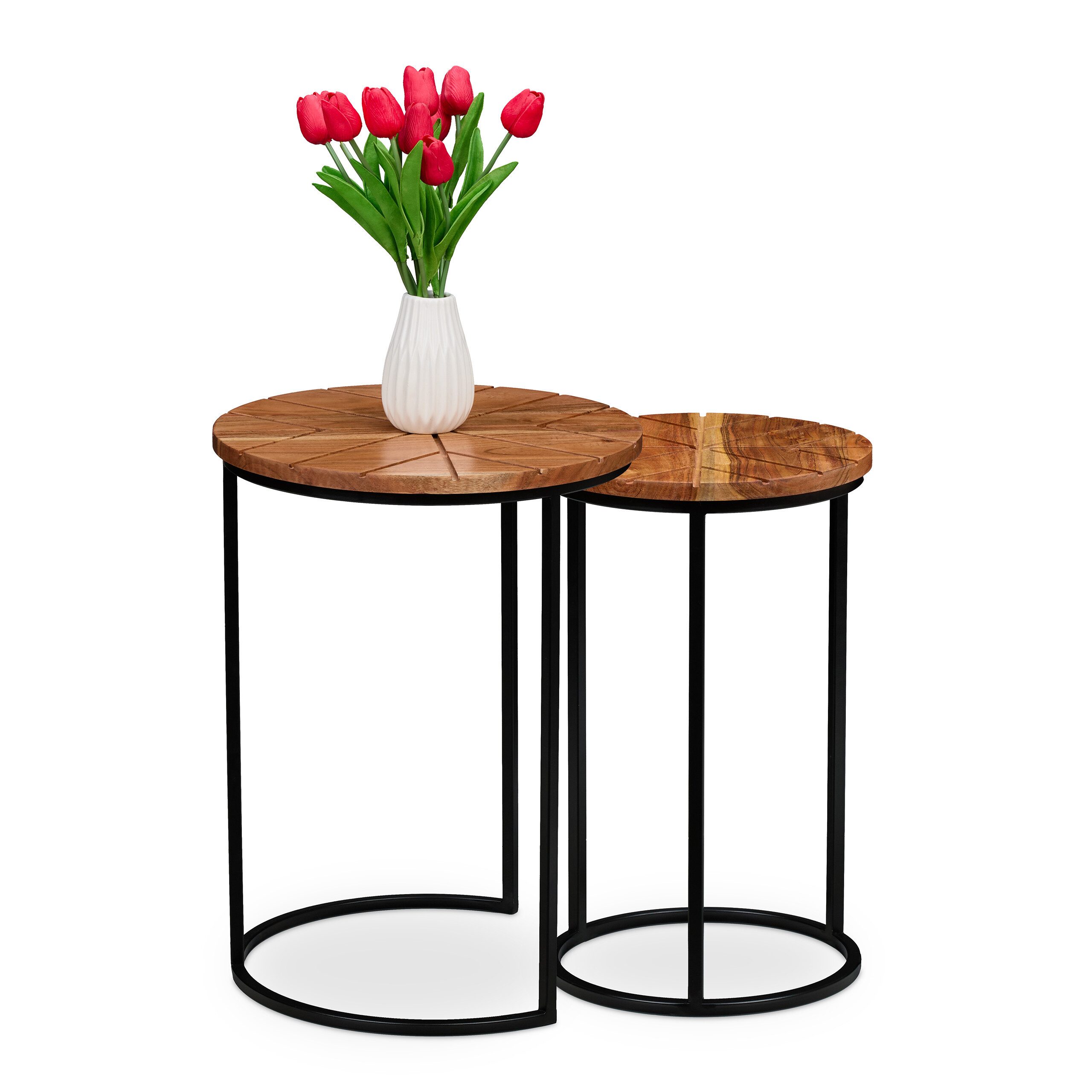 relaxdays Satztisch 2er Set Akazienholz günstig online kaufen