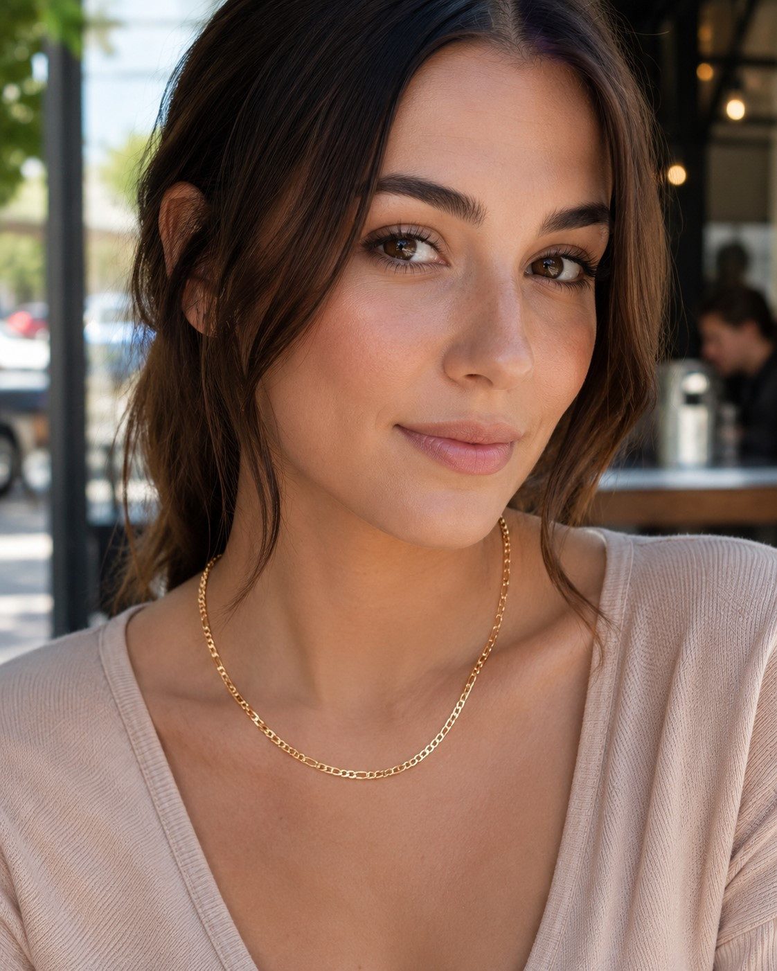 Tony Fein Kette ohne Anhänger Figarokette 3 mm 585er Vergoldet Massiv 45 cm, Made in Italy für Damen und Herren – Bild 5 von 5