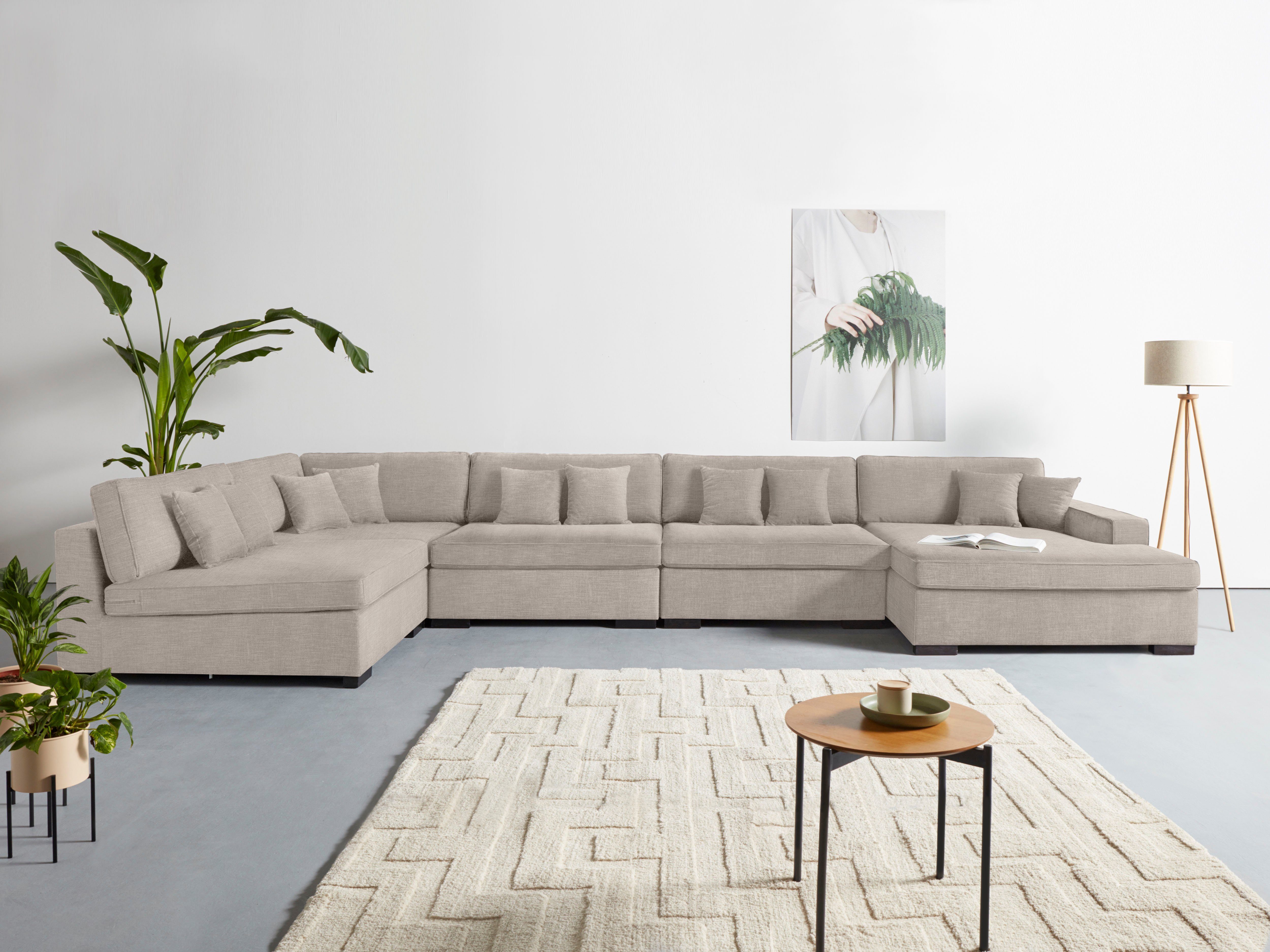 Home affaire Wohnlandschaft Skara XXL U-Form, Lounge-Sofa XXL mit Federkern-Polsterung, in vielen Bezugsvarianten