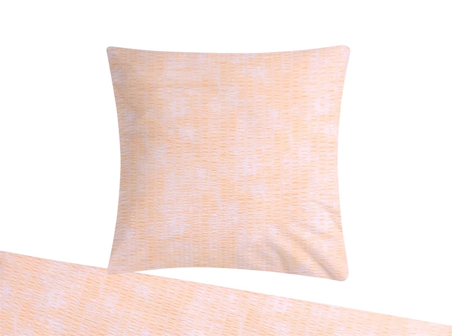 Carpe Sonno Bettwäsche Seersucker 135x200 Bügelfrei Baumwoll Bettbezug Set Sommer Orange Blau, Seersucker, 2 teilig, Kühlende Bettwaren Bügelfrei Pflegeleicht Weiß Apricot