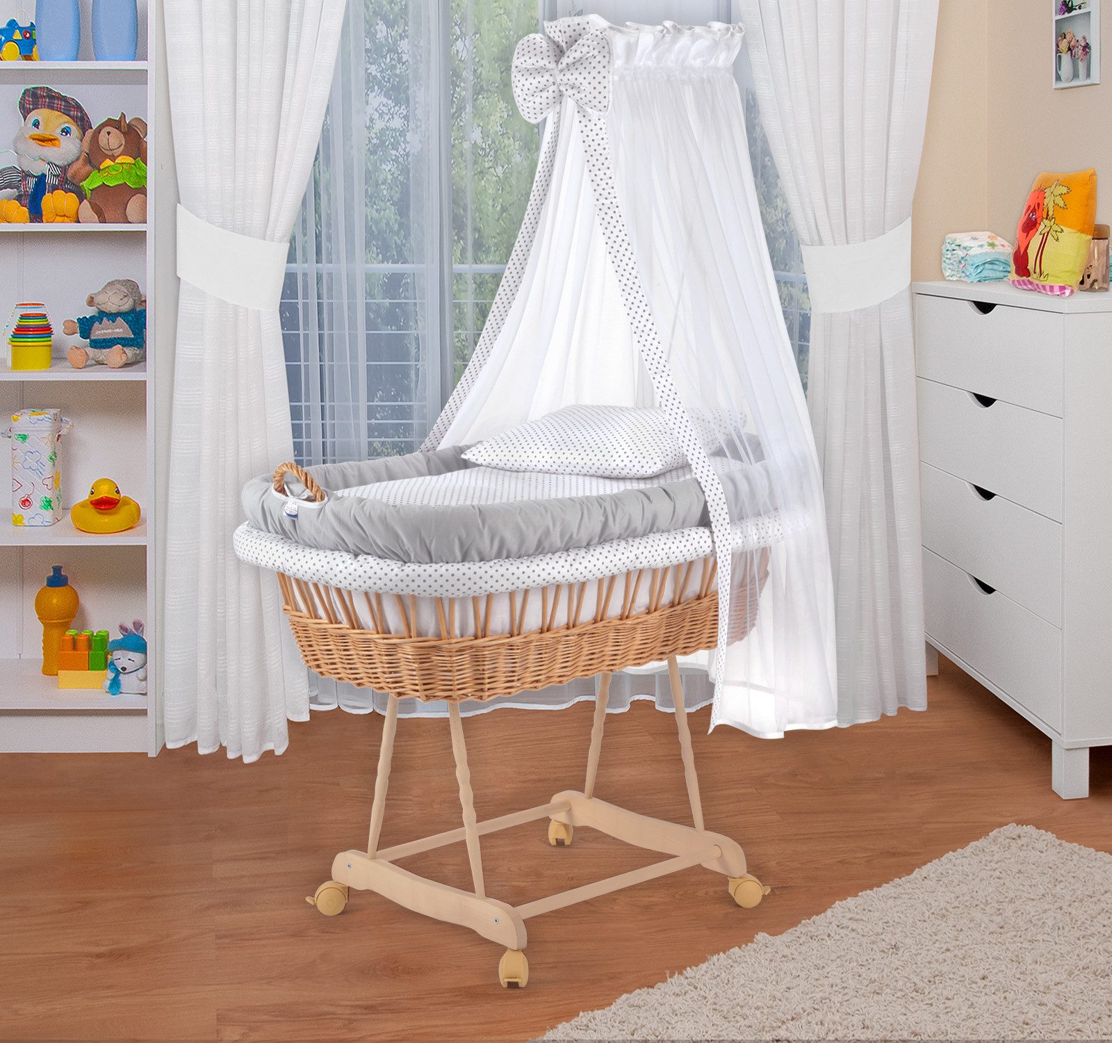 Waldin Stubenwagen Waldin Baby Stubenwagen-Set mit Ausstattung,XXL