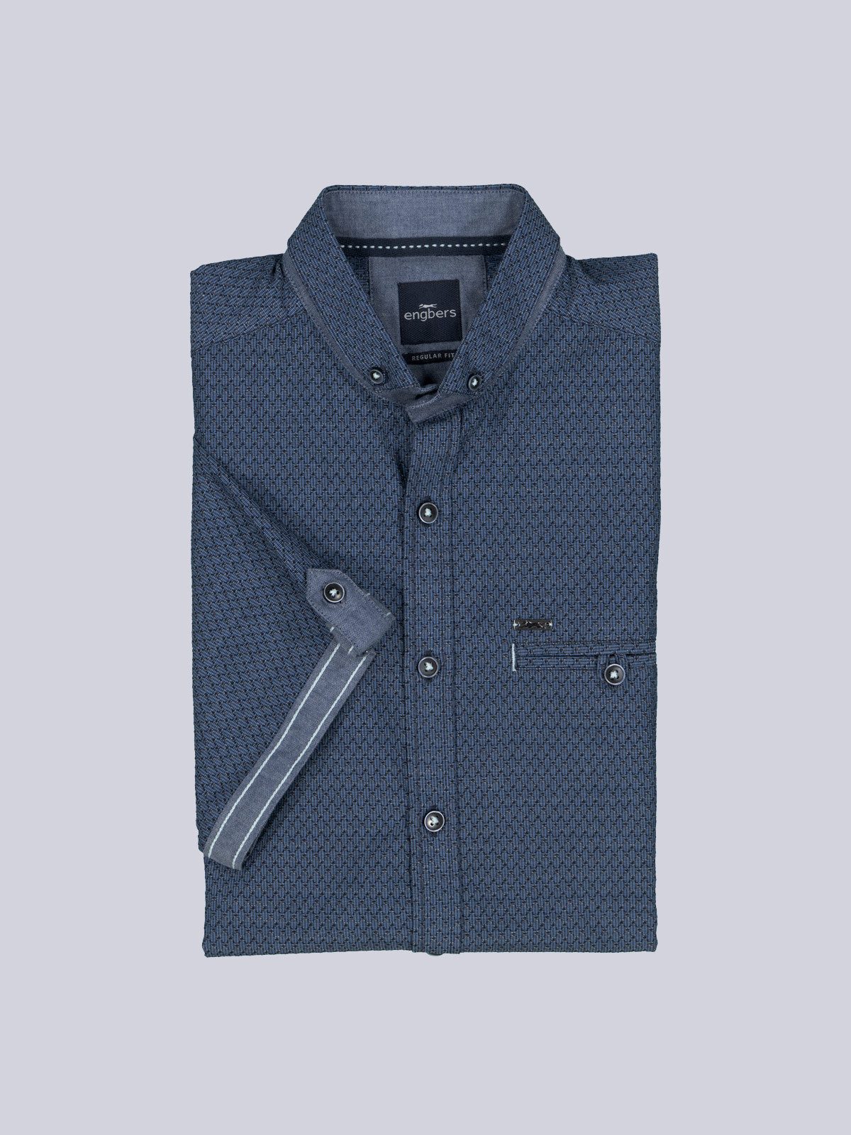 Engbers Kurzarmhemd Herren Kurzarm-Hemd strukturiert, Brilliantblau