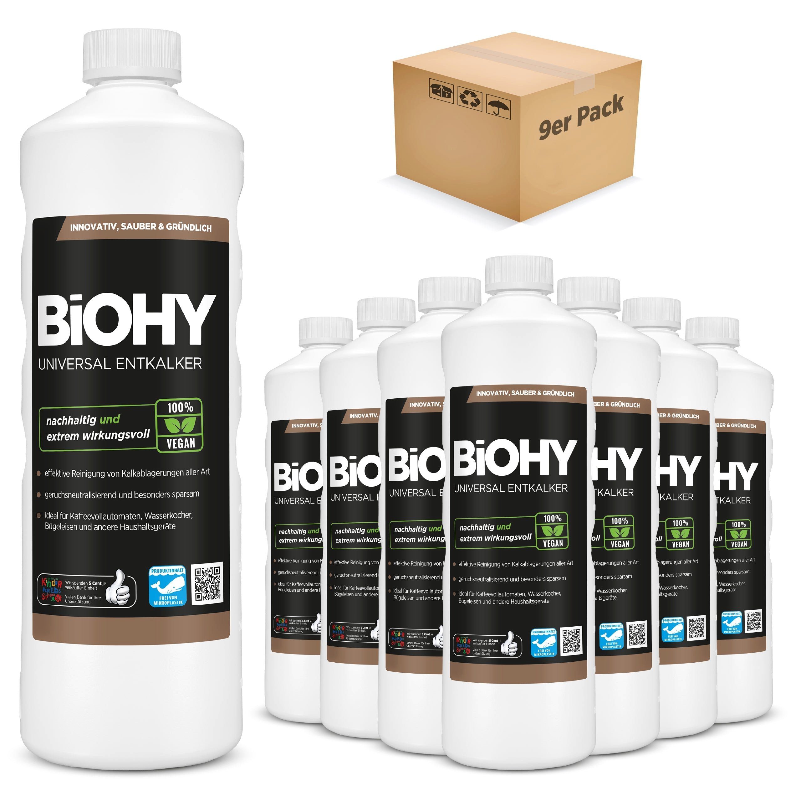 (9 (9-St) 1 Entkalker Flüssigentkalker Universal Pack x BiOHY 9er Liter Flasche)