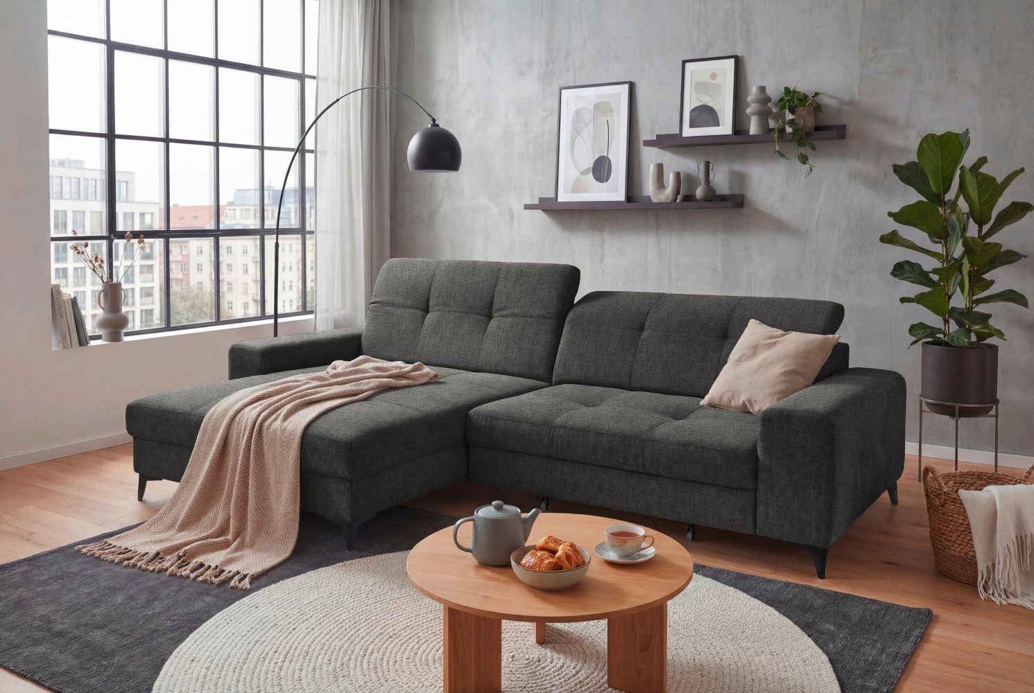 ED EXCITING DESIGN Ecksofa Sorella, mit Bettkasten, verstellbaren Kopflehnen, elektrische Sitzverbreitung