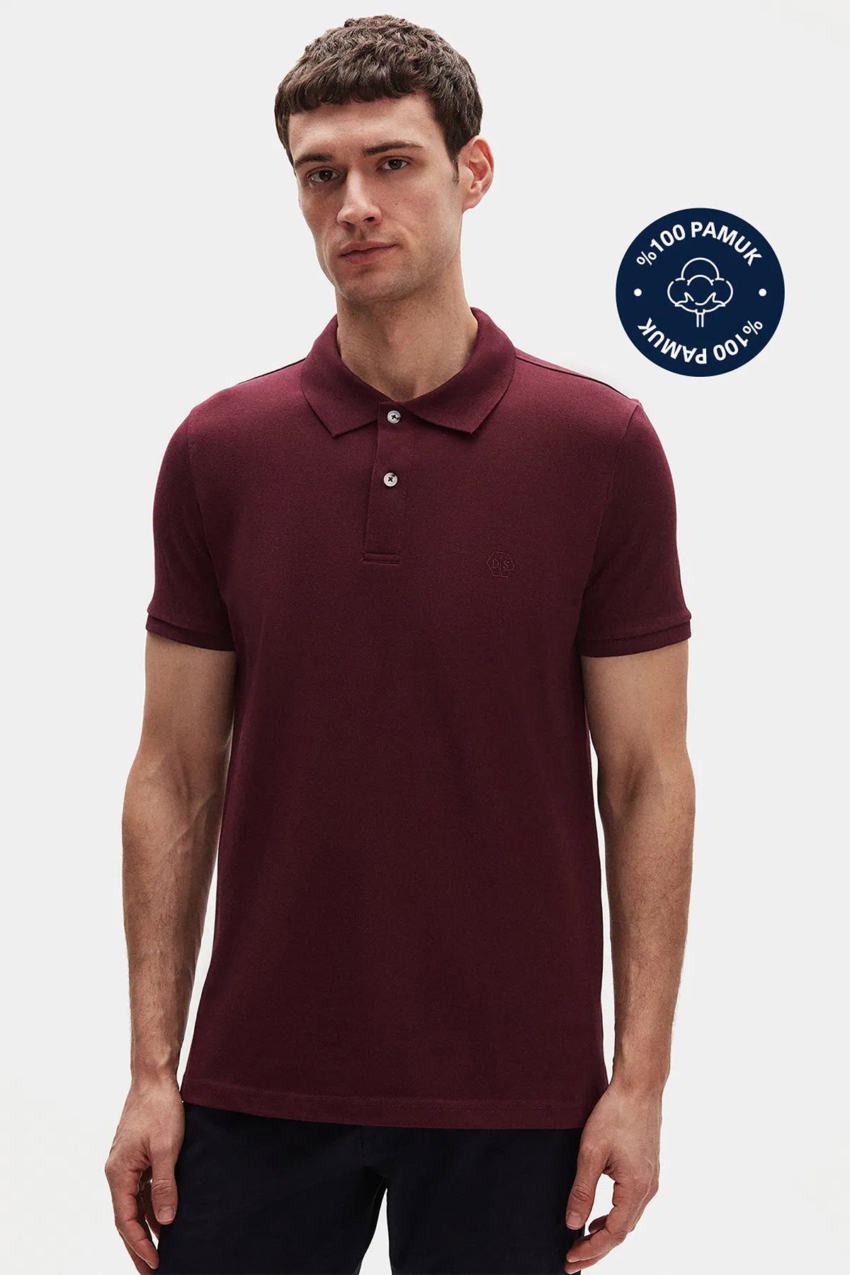 D'S DAMAT Geschenkfolie DS Damat Schwarzes Slim Fit Polo T-Shirt in Geschenkbox