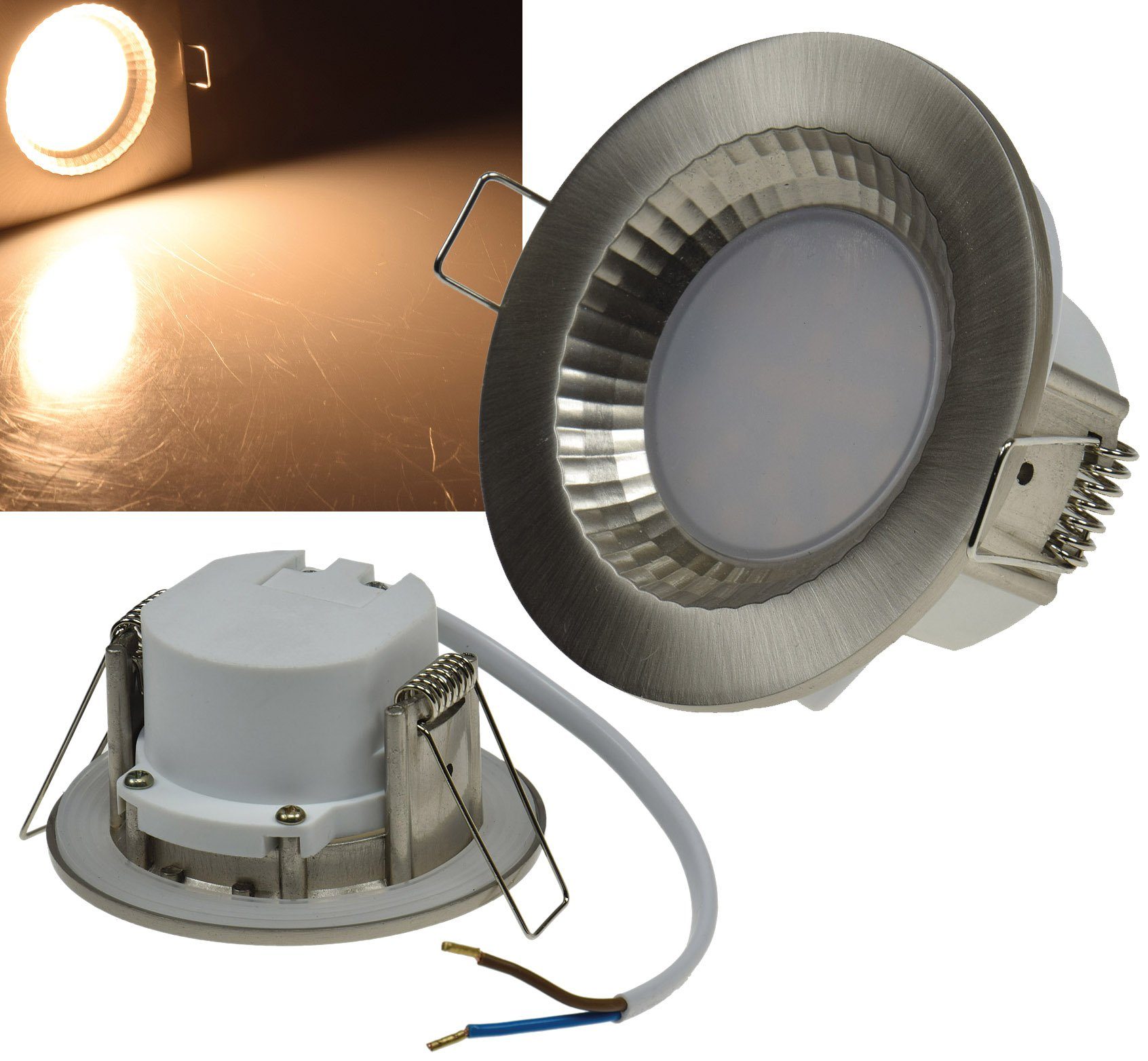 ChiliTec Deckenleuchten LED Einbauleuchte Küche 5 Watt 230V warmweiß Feuchträume geeignet | Deckenlampen