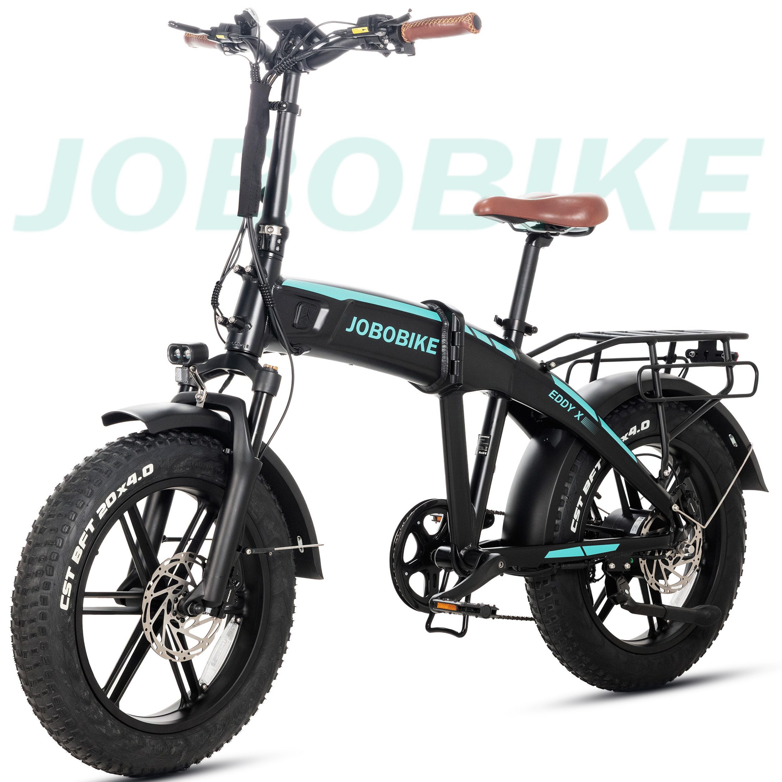 JOBOBIKE E-Bike Klapprad 20x4,0 Zoll, 120km, mit Blinkern und Bremslicht, Integriertes Laufrad, 7 Gang Shimano, Kettenschaltung, Heckmotor, 720 Wh, (Faltrad, LCD-Farbdisplay, All-Terrain Elektro-Fatbike, 5 Stufen), Klapprad, Hydr. Bremse, Elektrofahrrad für Damen und Herren, ab 165 cm