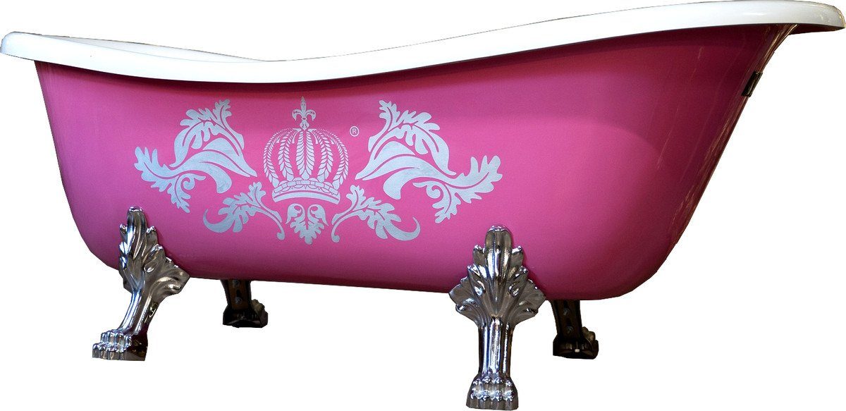 Thumbnail - Casa Padrino Badewanne Luxus Badewanne freistehend von Harald Glööckler Pink / Silber / Weiß 1695mm mit silberfarbenen L...