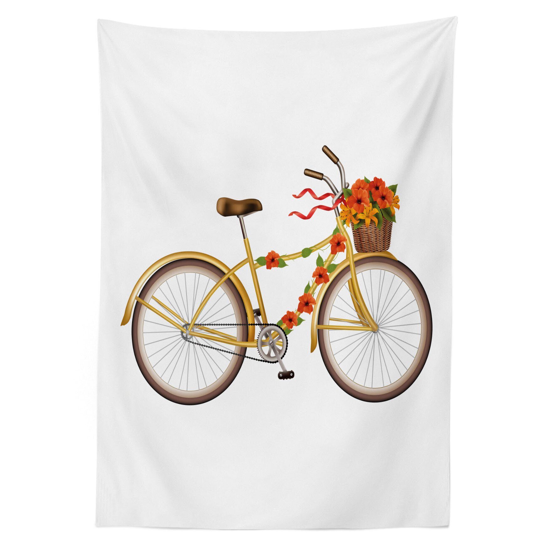 Blumen-Fahrrad Farben, Abakuhaus Herbst Farbfest Bike-Party Tischdecke Waschbar den Außen Für geeignet Bereich Klare