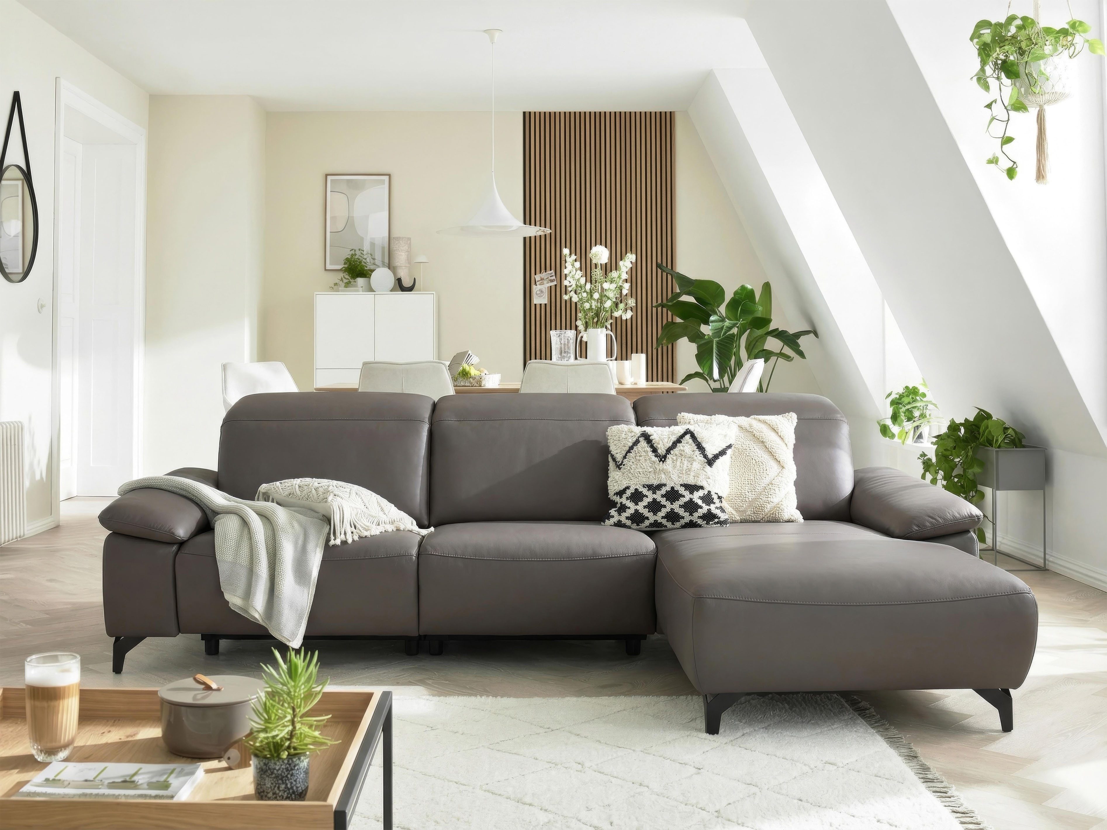 Musterring Ecksofa MR370 mit/ohne Relaxfunktion, verschiedene Unterfederungen zur Auswahl, Farbe, Material, Sitzkomfort und Funktion wählbar, Maße 280 x 180 cm