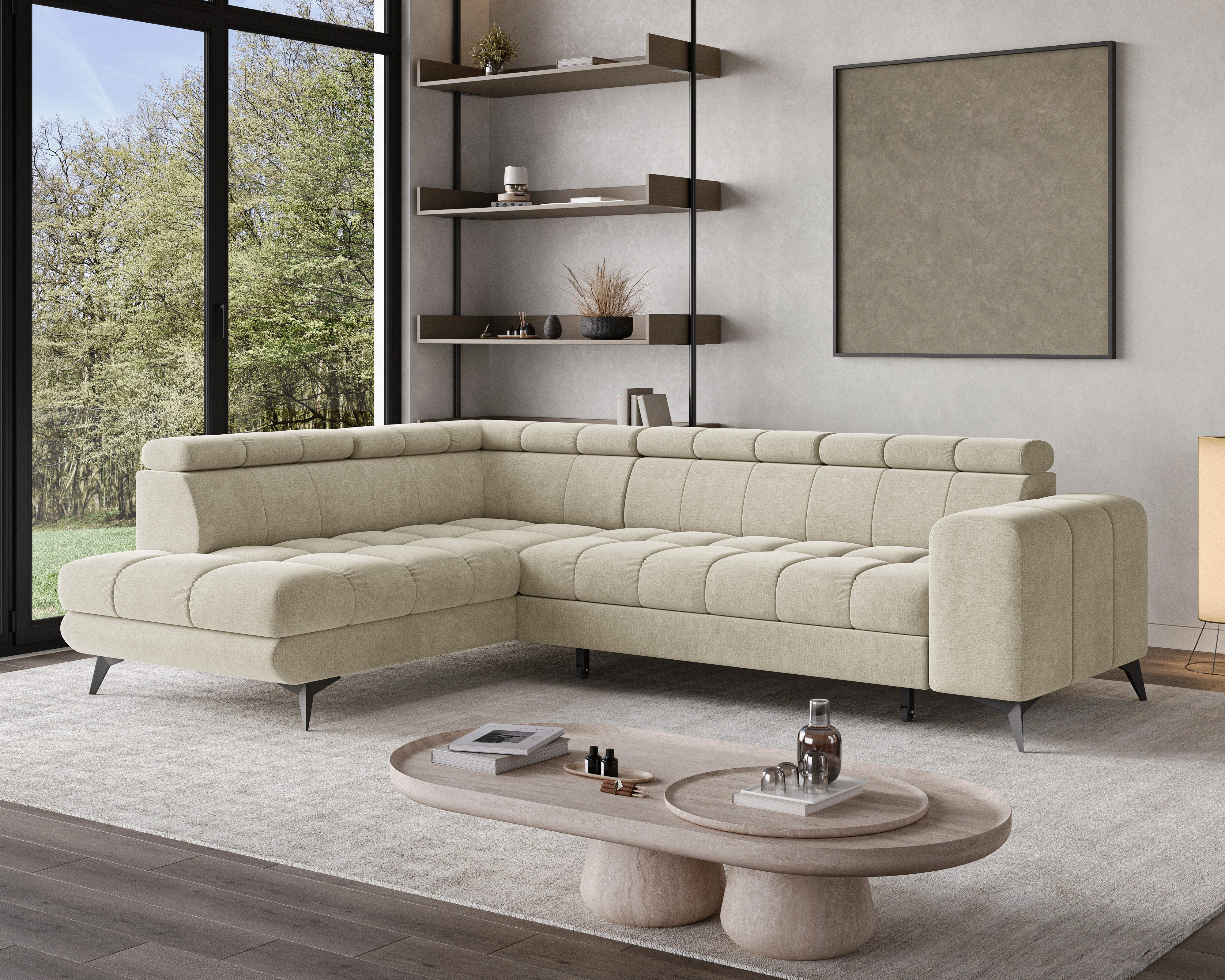 Chilly Möbel Ecksofa L-Form – Stilvoll & Einladend, 262x74 cm, Rechts, Monolith 04