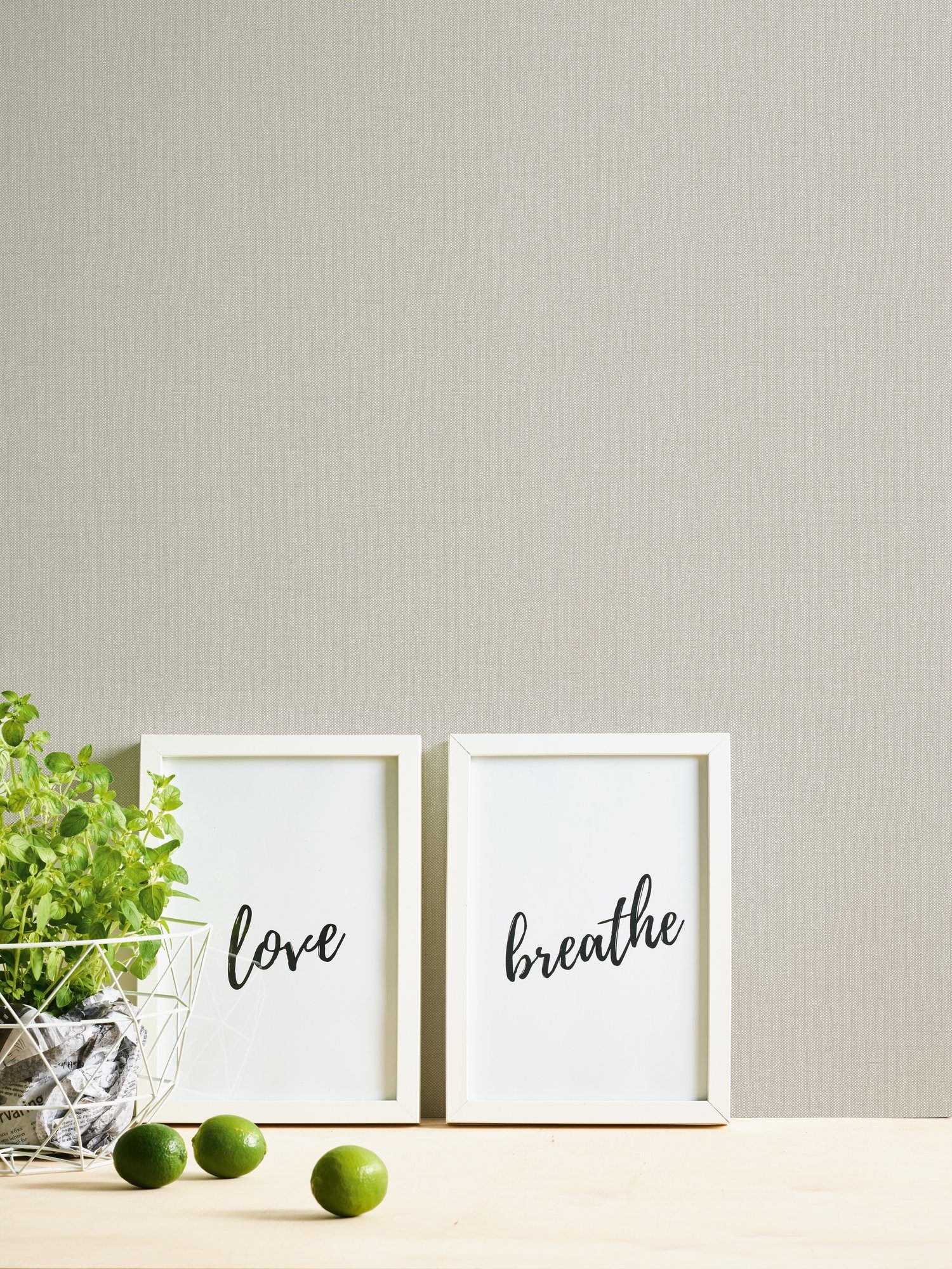 Bricoflor Vlies Unitapete in Hellgrau Beige Schlichte Graue Tapete in Texti günstig online kaufen