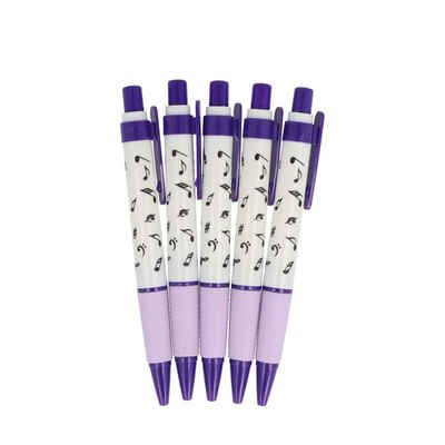 Musikboutique Kugelschreiber bunte Noten-Kugelschreiber - Farbe: violett, (5-tlg), Musik, mit Griffmulde