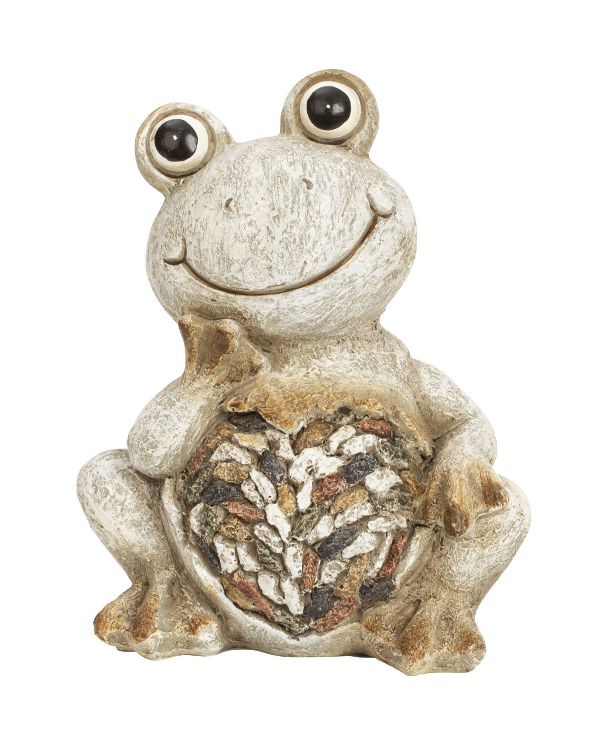 Gartenfigur Frosch, grau-braun, Höhe 20cm aus Polyresin für Garten
