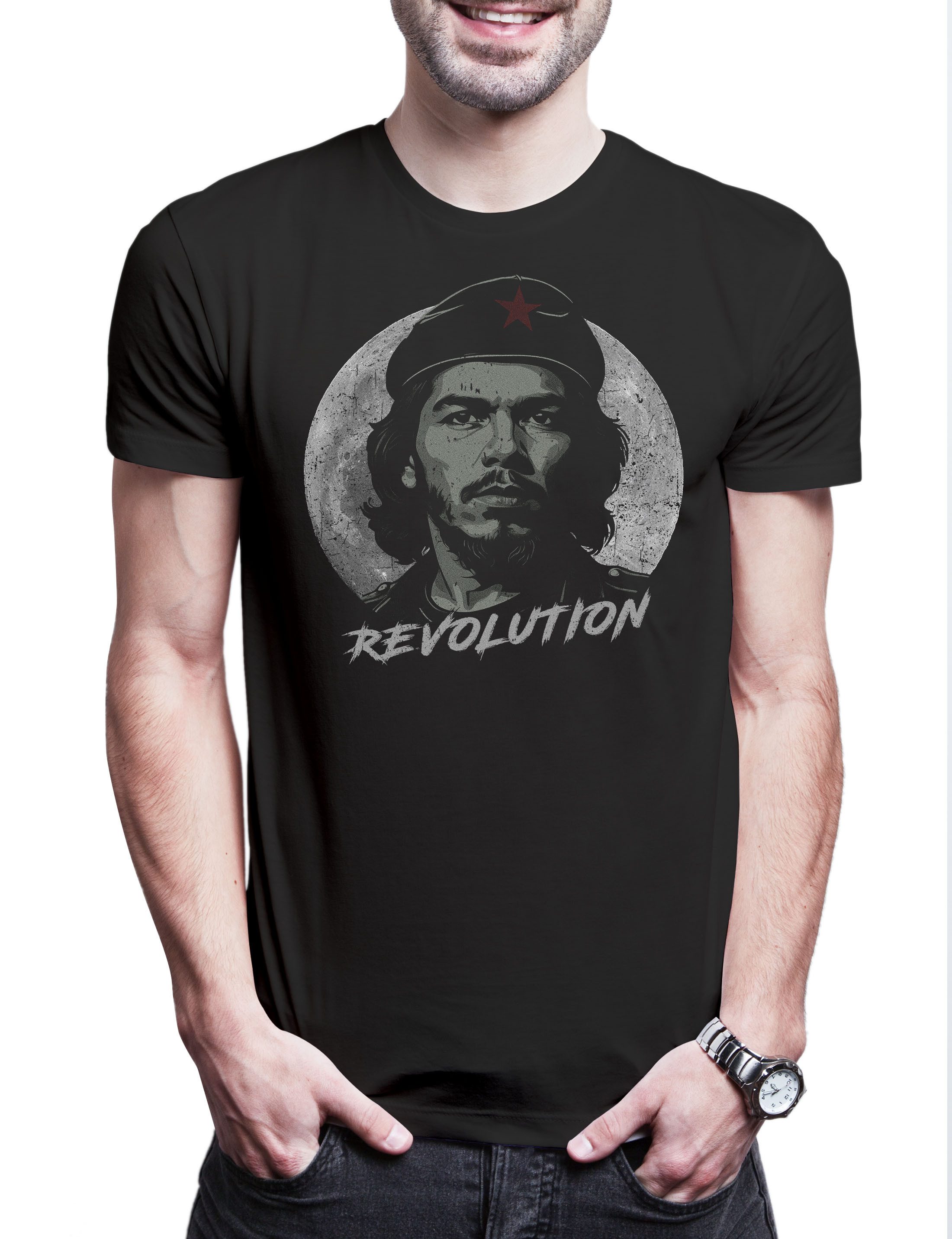 Print-Shirt Che Moon Herren T-Shirt Guerilla Cuba Castro Portrait Guevara Ernesto