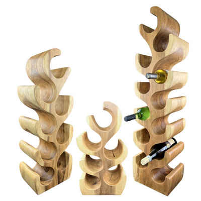 FaHome Weinregal Massiv Holz: Handgefertigter, Edler & Hochwertiger Weinhalter, (50/70/100x27x18) Natur