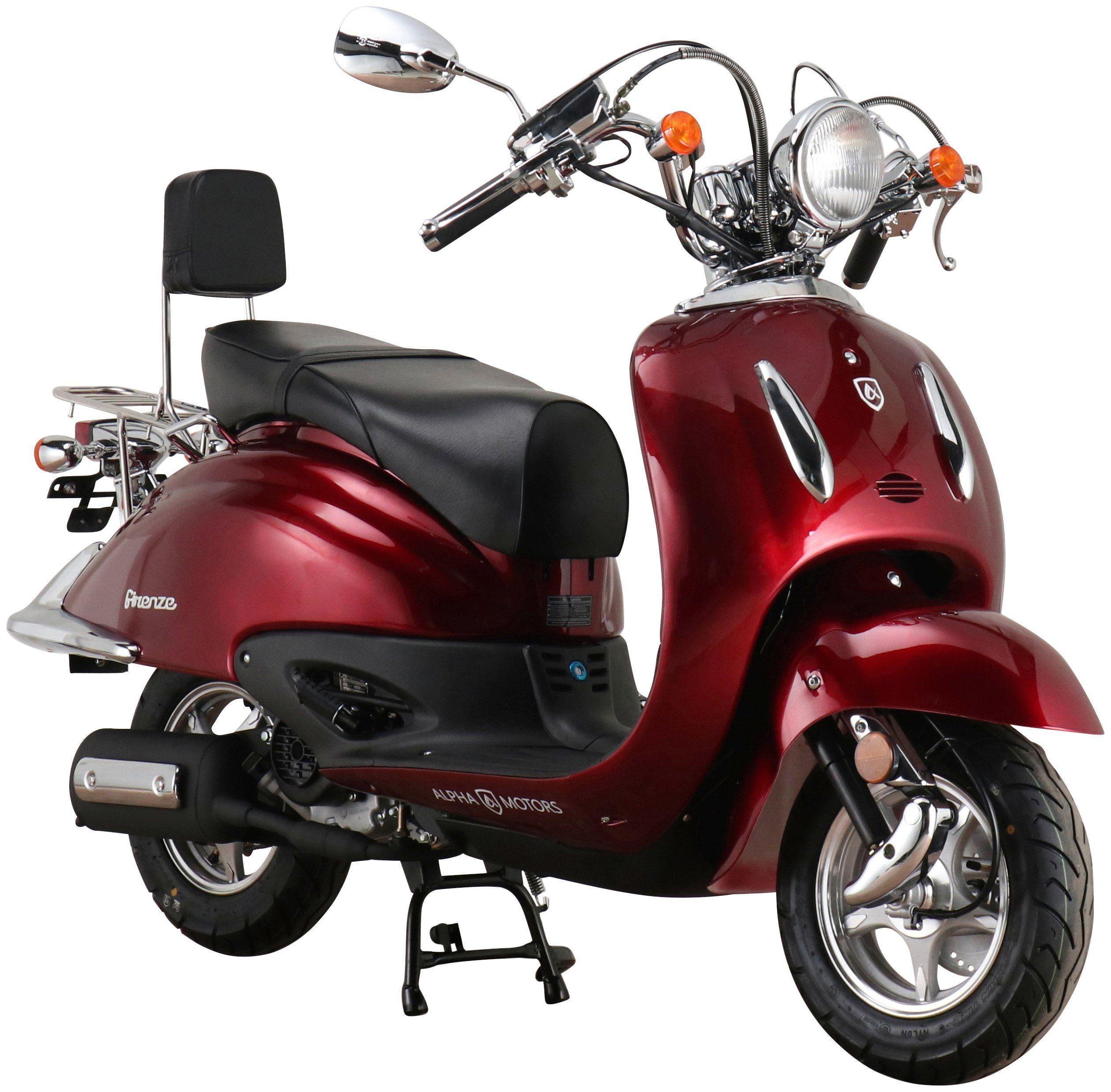 Alpha Motors Firenze, 5 50 ccm, | km/h, Euro schwarz Motorroller Retro 45 weinrot